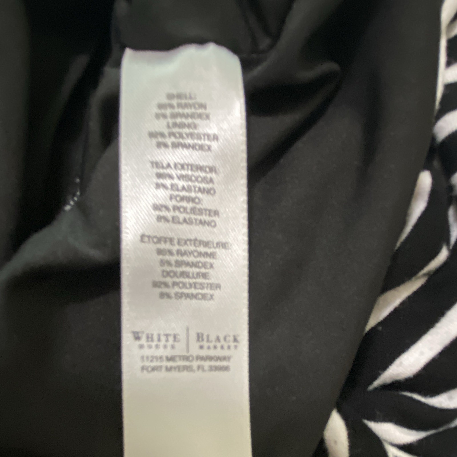 White House Black Market Women’s Black White Striped V-Neck 3/4 Sleeve Top M