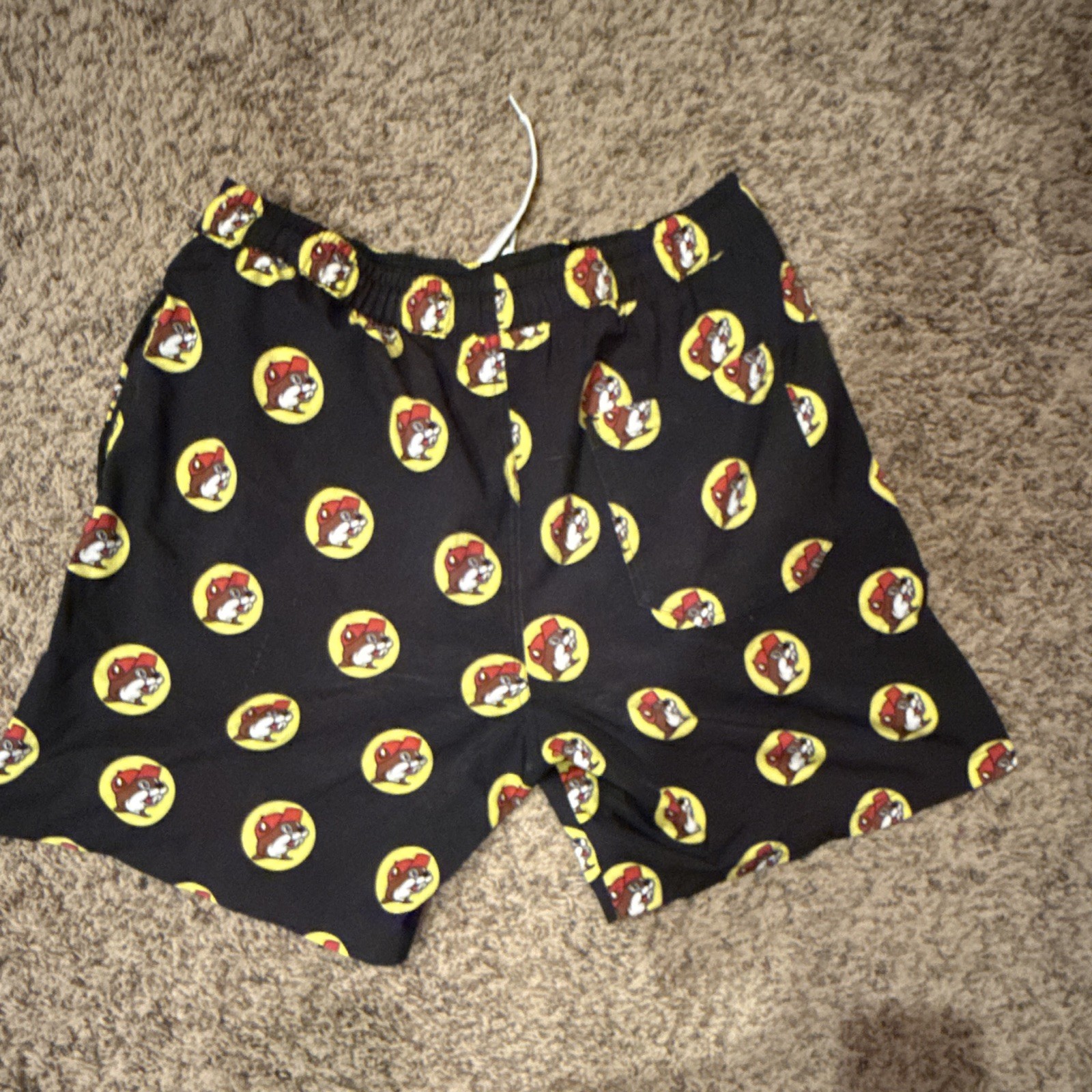 Buc-ee’s Beaver Logo Graphic Print Men’s Bathing Suit Shorts S