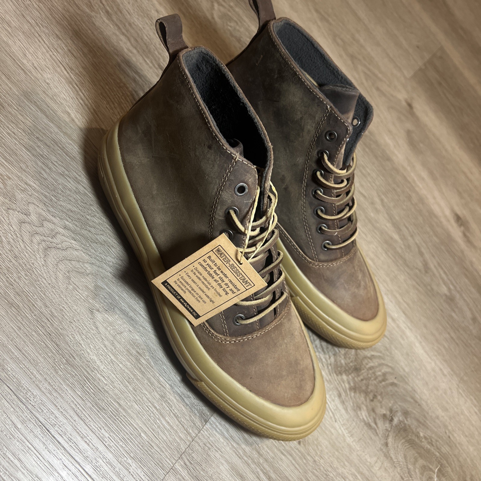 SeaVees Mammoth Elmwood Rugged Oiled Leather Boot Sneaker Mens 11 Brown, NEW