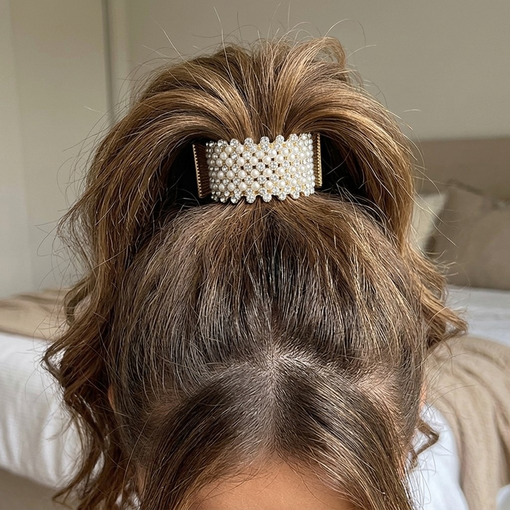 3Pcs Rhinestone Hair Claw Clips High Hold Sparkly Ponytail Clips for Women