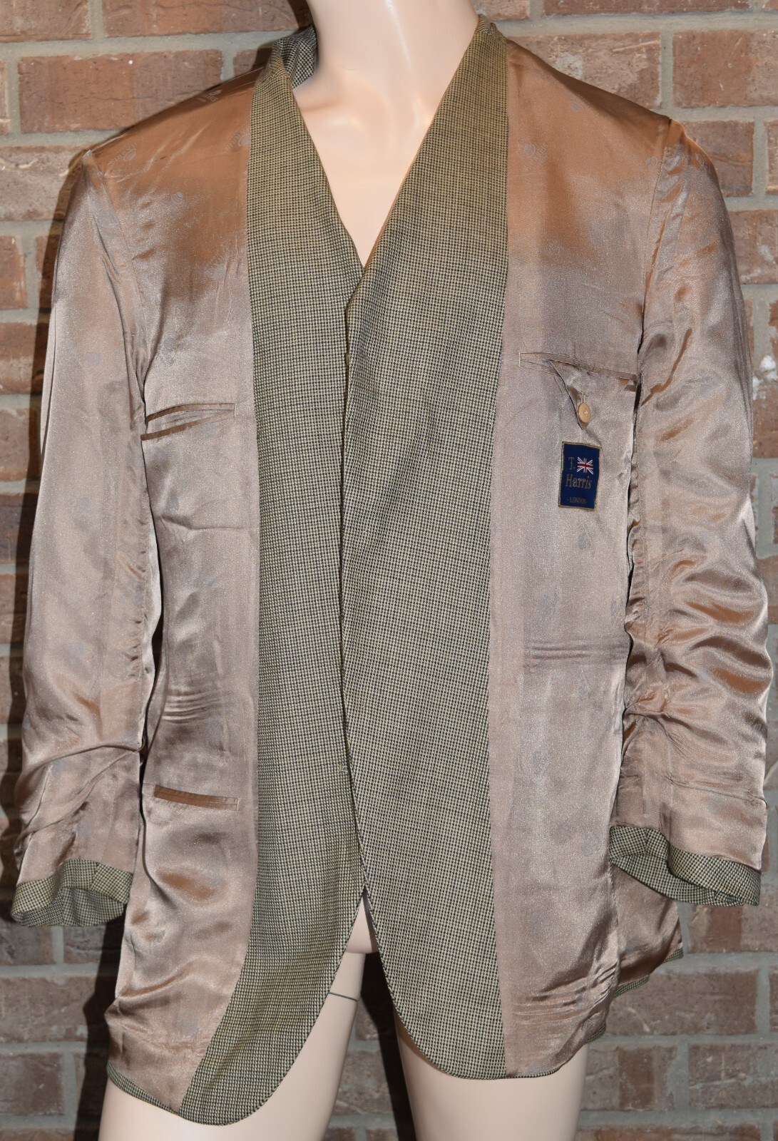 T Harris Blazer Mens 42R Regular Houndstooth 3 Button 100% Wool Double Vented