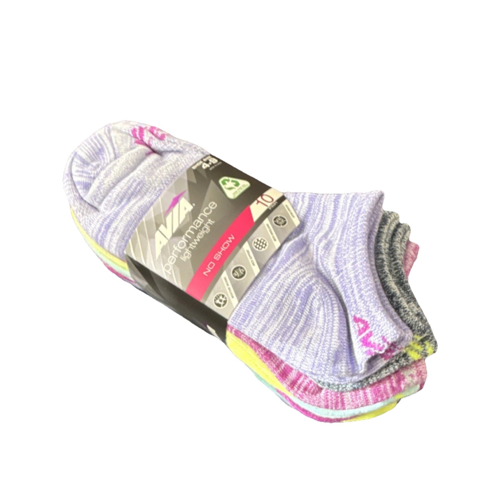 Avia Performance Lightweight Low Cut No-Show Socks Women’s Size 10 Multicolor