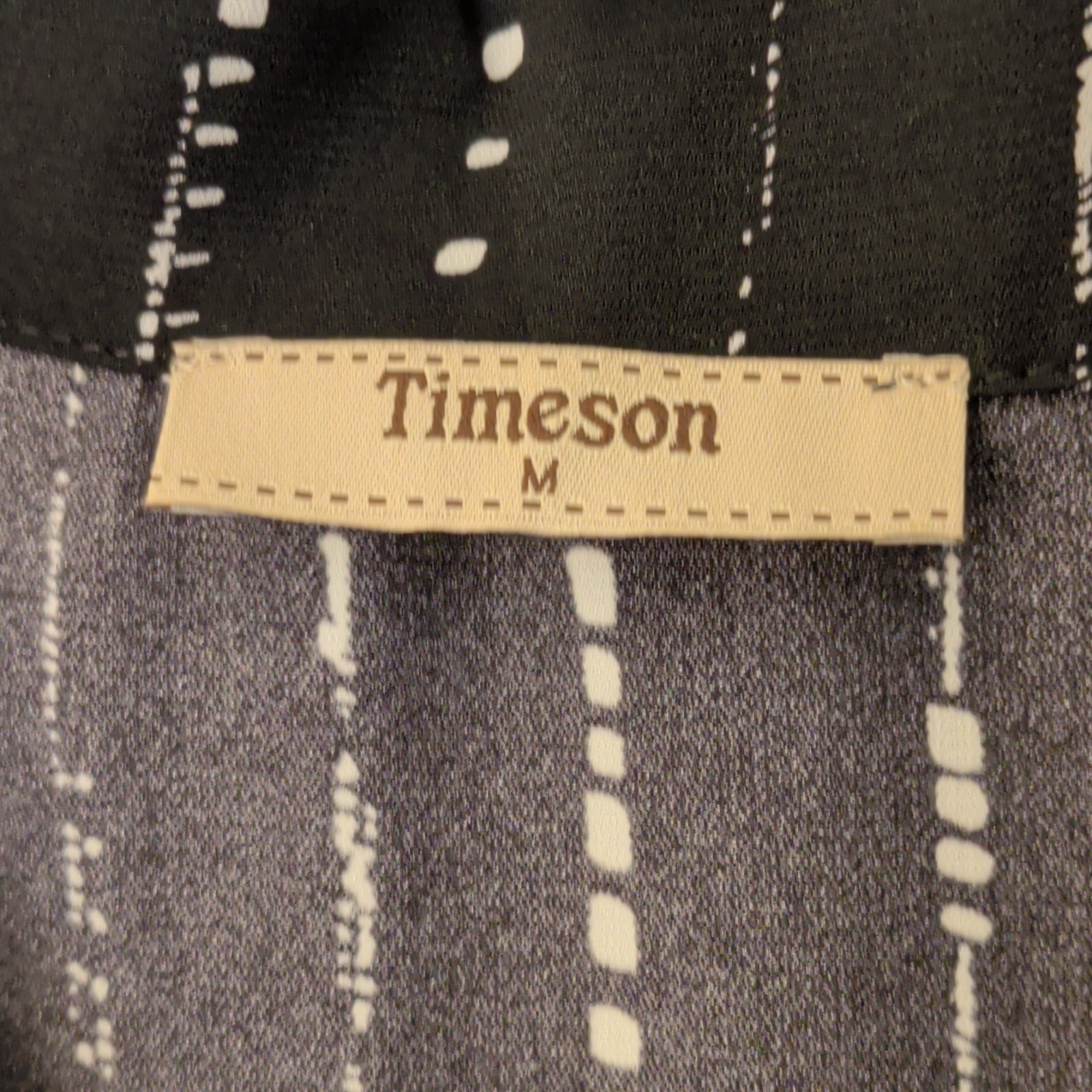 Timeson Women’s M Black/White Striped V-Neck Short Sleeve Pullover Shirt