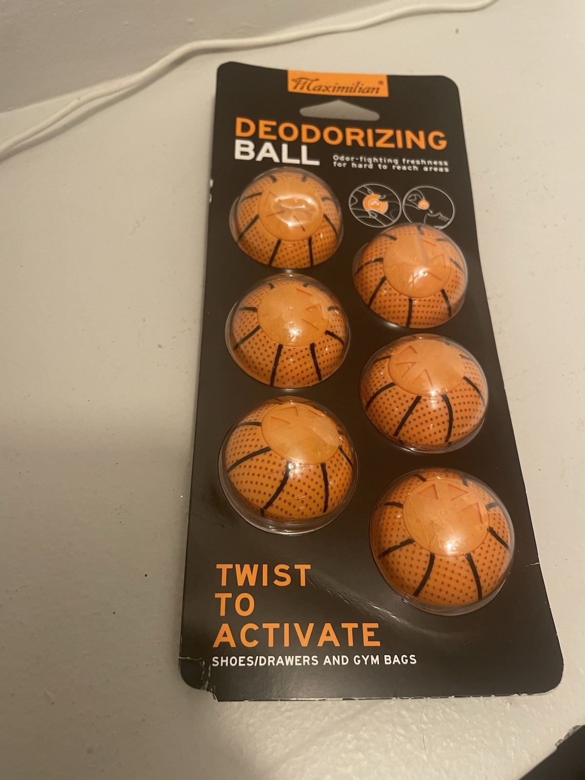 Maximilian Basketball Deodorizing Ball Twist-to-Activate Shoe Fresheners, 6-Pack