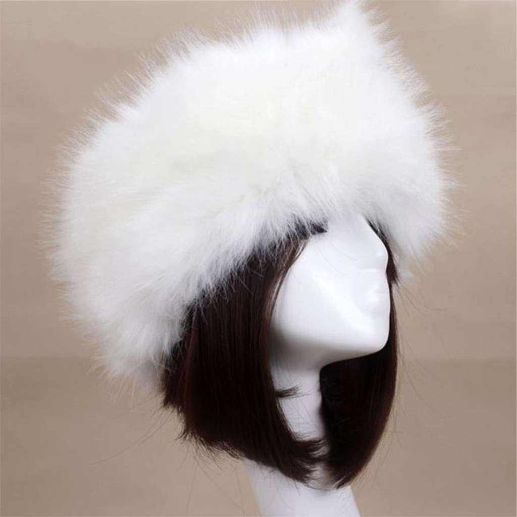 Winter Thick Fluffy Faux Fur Headband Women Ski Hats Ear Warmer Hairband Russian