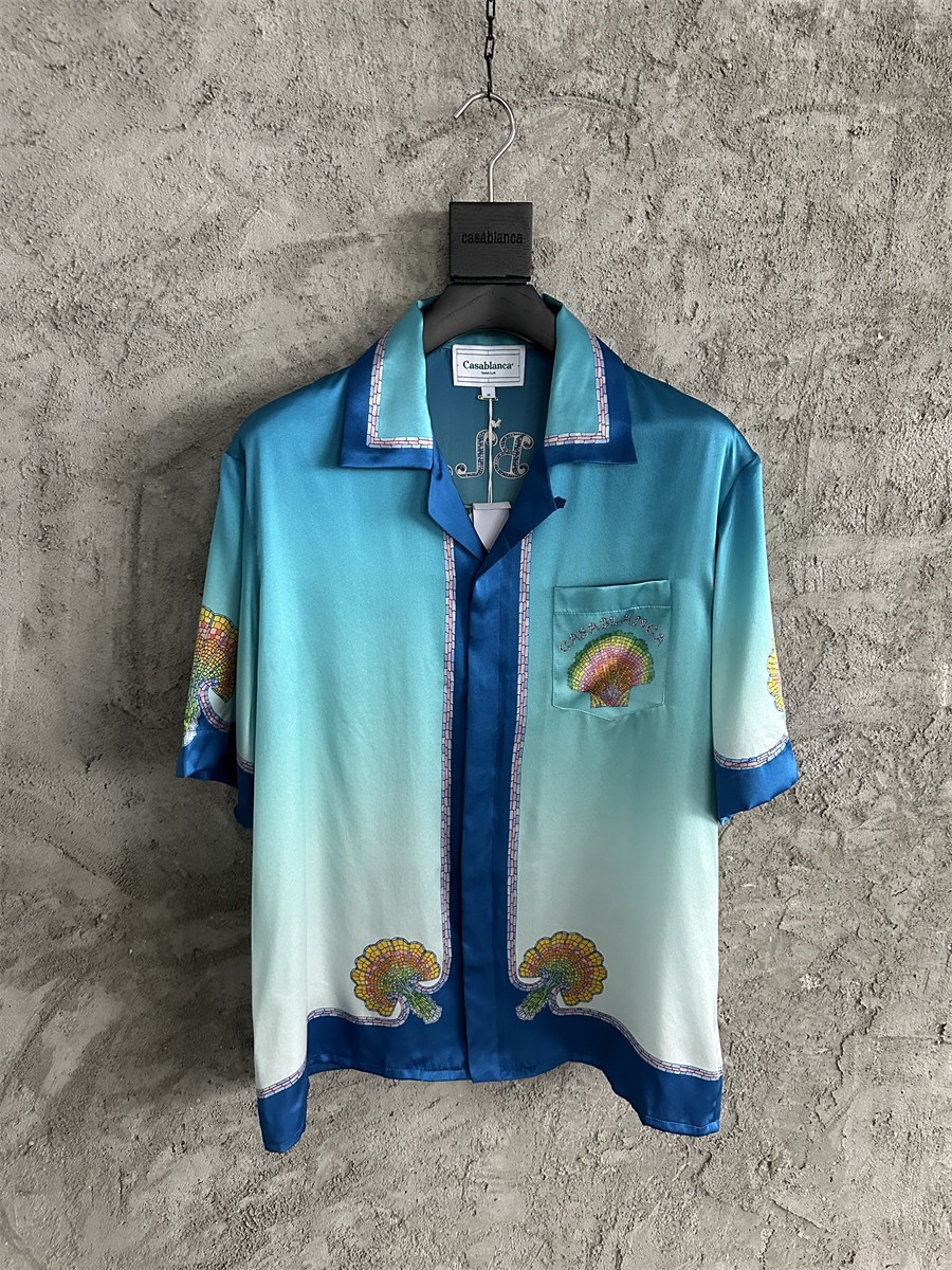 New CASABLANCA Summer Shell Print Lightweight Short Sleeve Premium Relaxed Shirt
