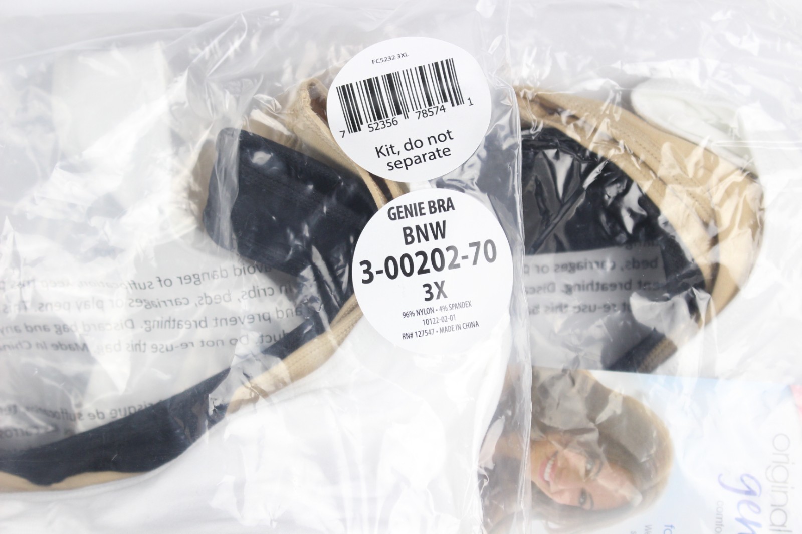 Genie Bra 6 Pack Women’s Wireless Solid Color Seamless 3XL Natural Black White
