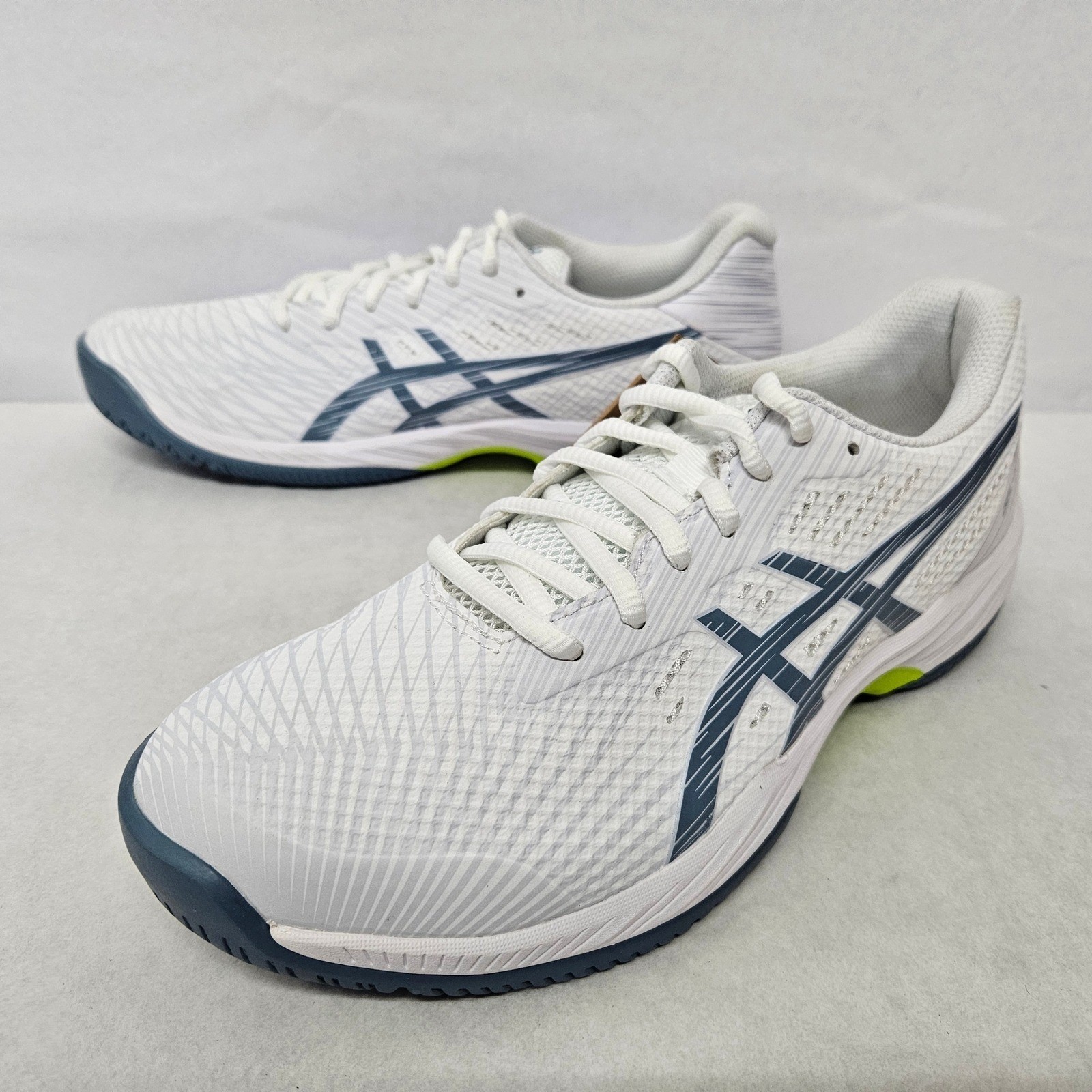 Asics Gel-Game 9 Tennis Shoes 1041A337-101 White Steel Blue Mens Size 7.5