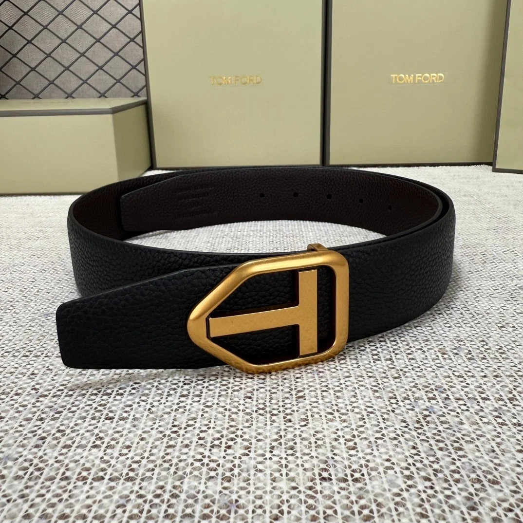 TOM FORD Black/ Brown Leather 38mm Belt New And Authentic