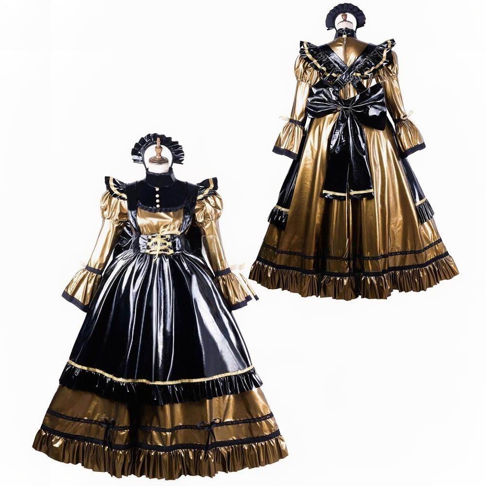 Gothic Lolita Girl Maid Sissy Lockable PVC Dress cosplay costumes Tailor-made