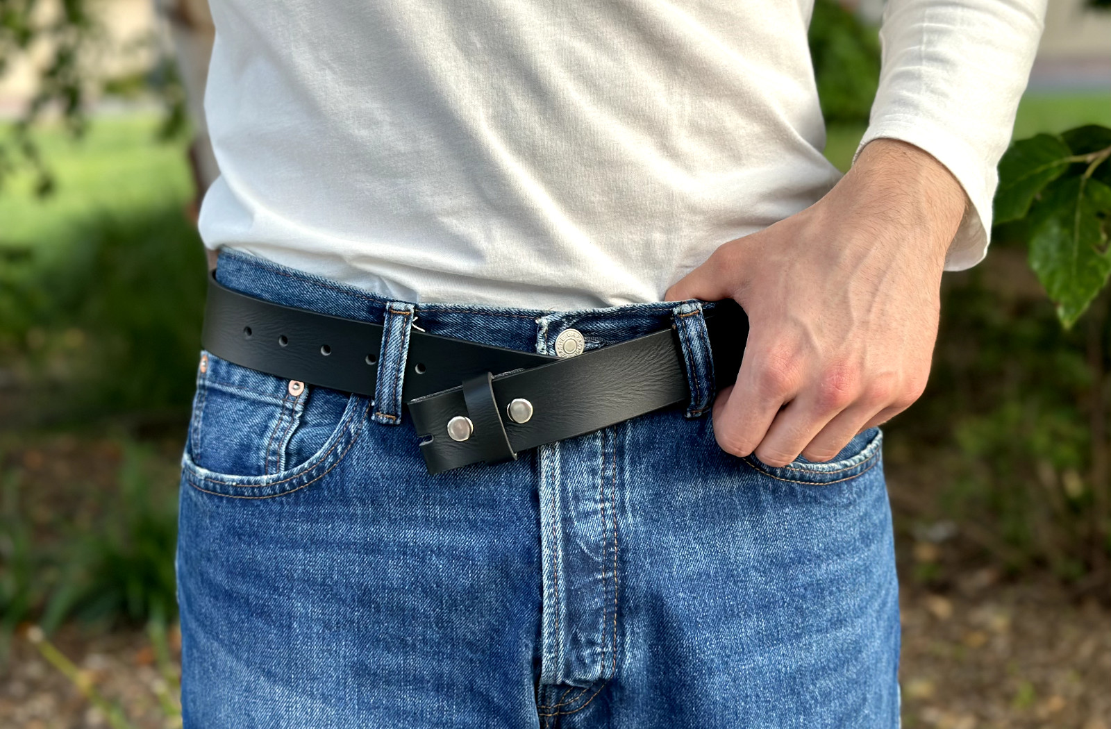 Handmade Genuine Men’s Belt Full Grain Leather Without Buckle Heavy Duty Western