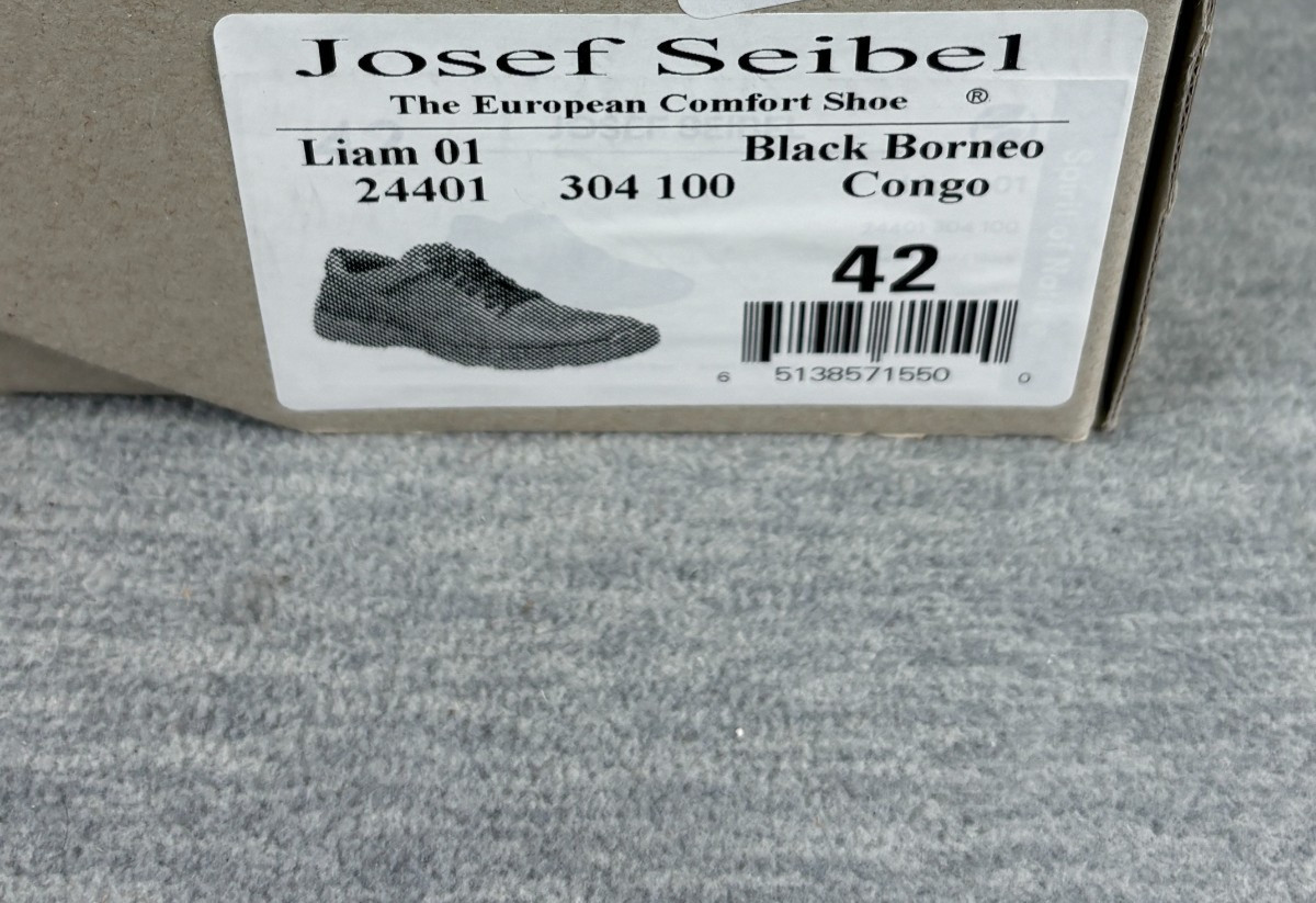 Josef Seibel Liam 01 Shoes Mens 8.5 Black Borneo Leather Cushioning Comfort 42