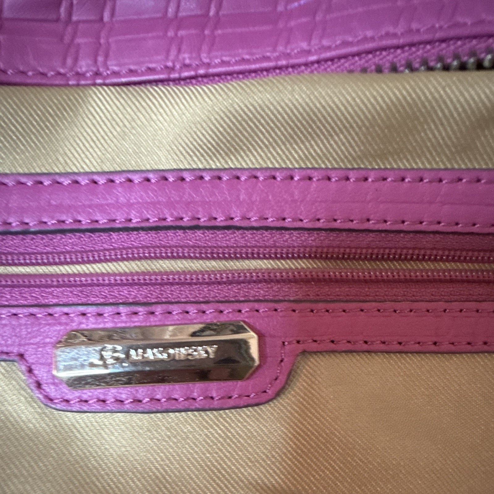 B. Makowsky Pink Satchel Top Handle Zip Lined Inner Pockets Gold Hardware