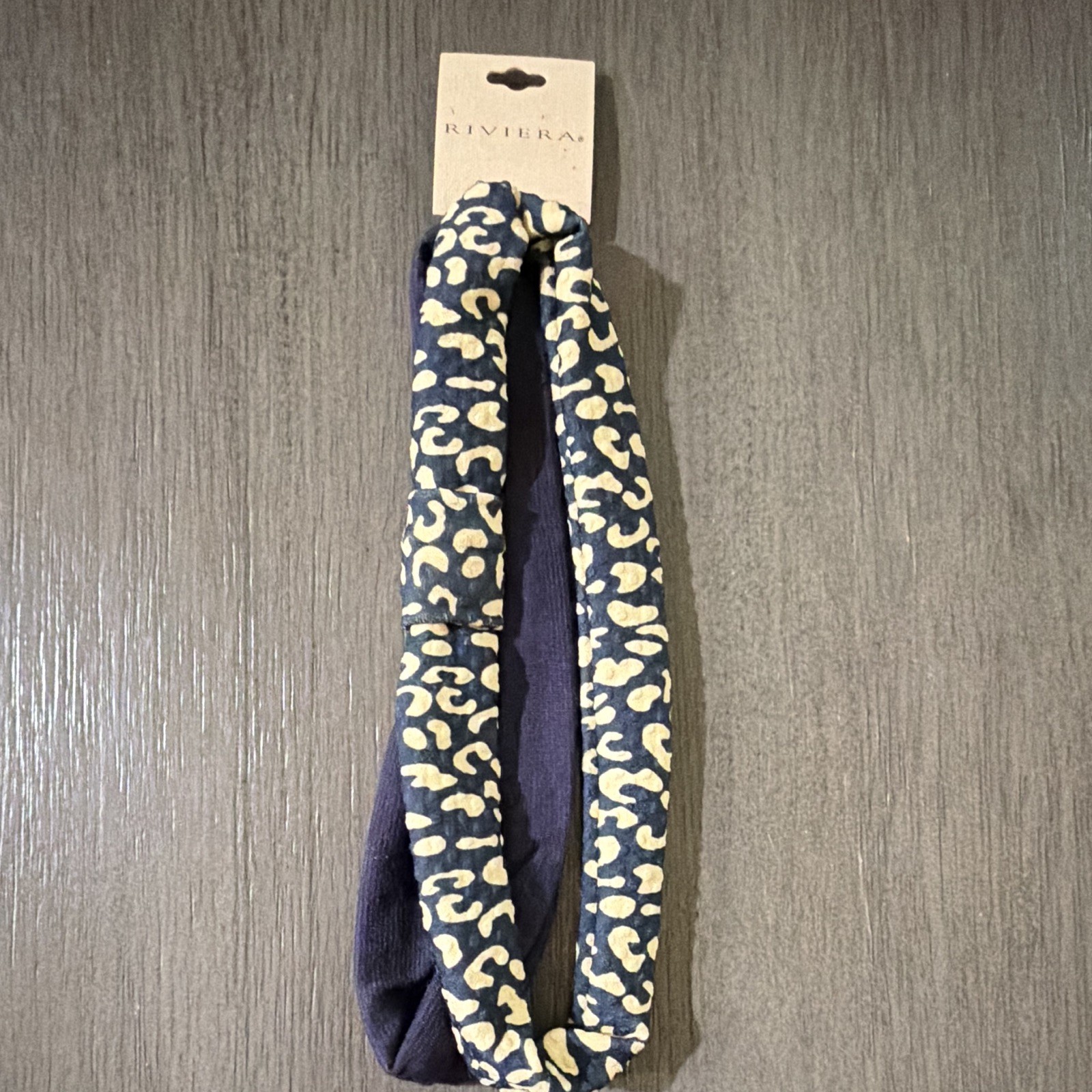 Riviera Blue/Beige Leopard Animal Print Fabric Headband Women MPN 3501708-400