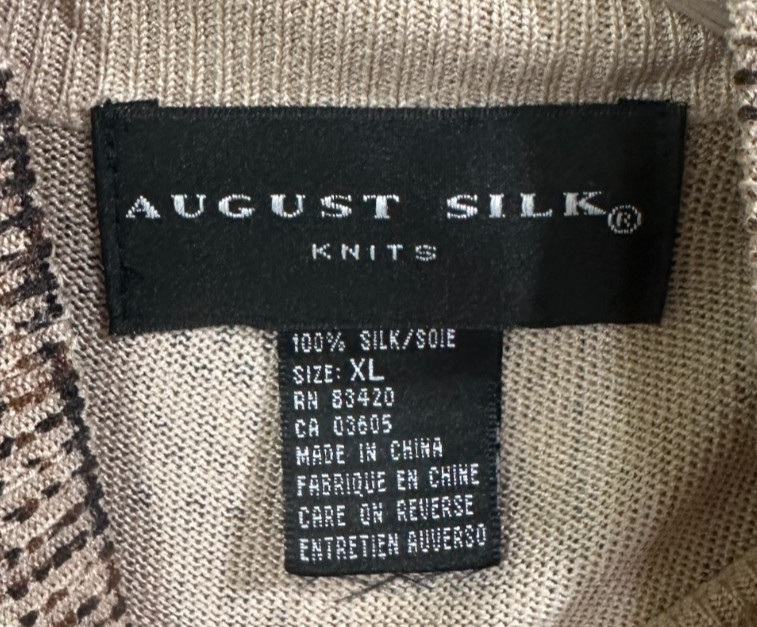 August Silk Knits Lot of 2 XL Mock Neck Tank Slvless Shell EUC Snake Leopard