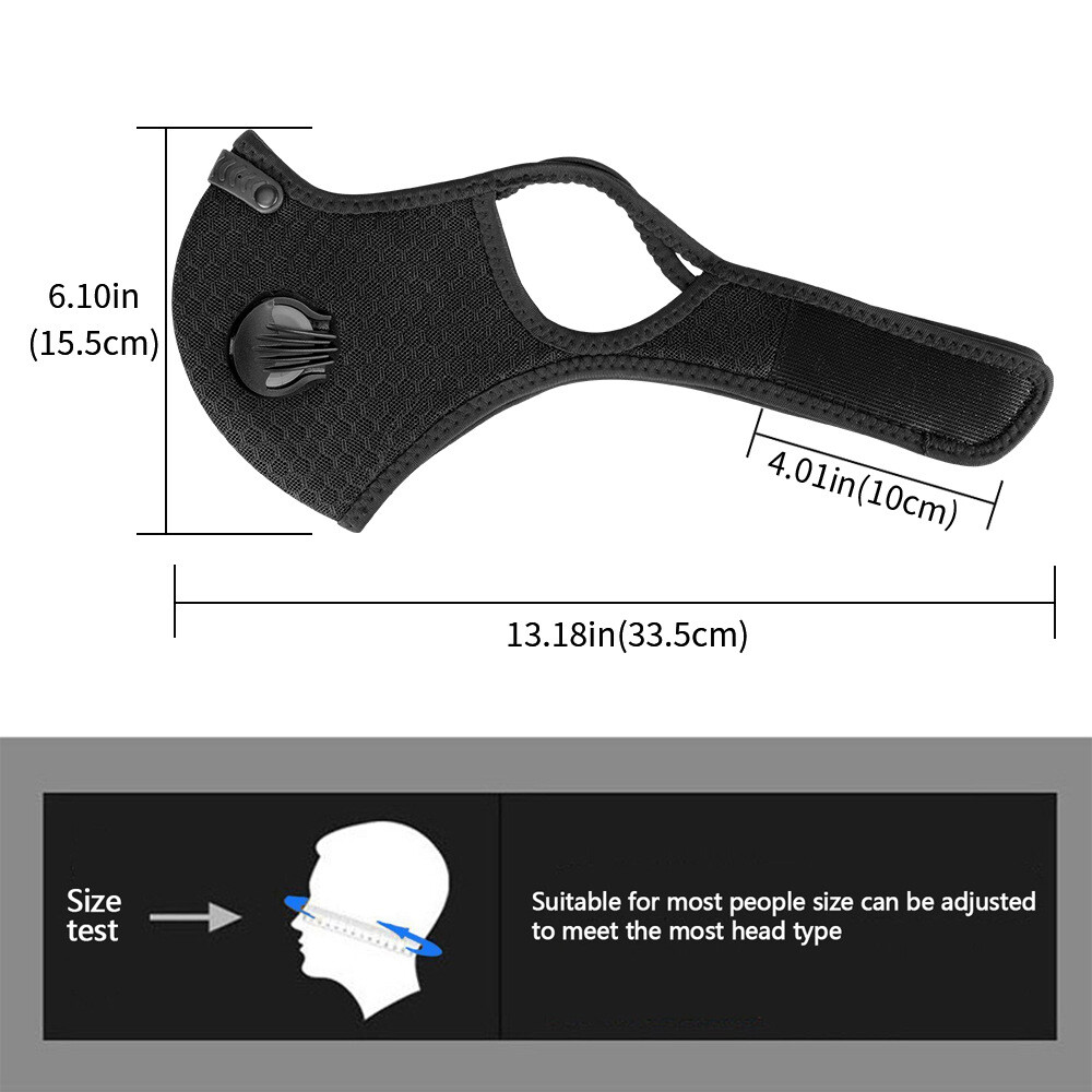 Reusable Face Mask Breathing Valves Sports Cycling Outdoor Active Carbon Filter