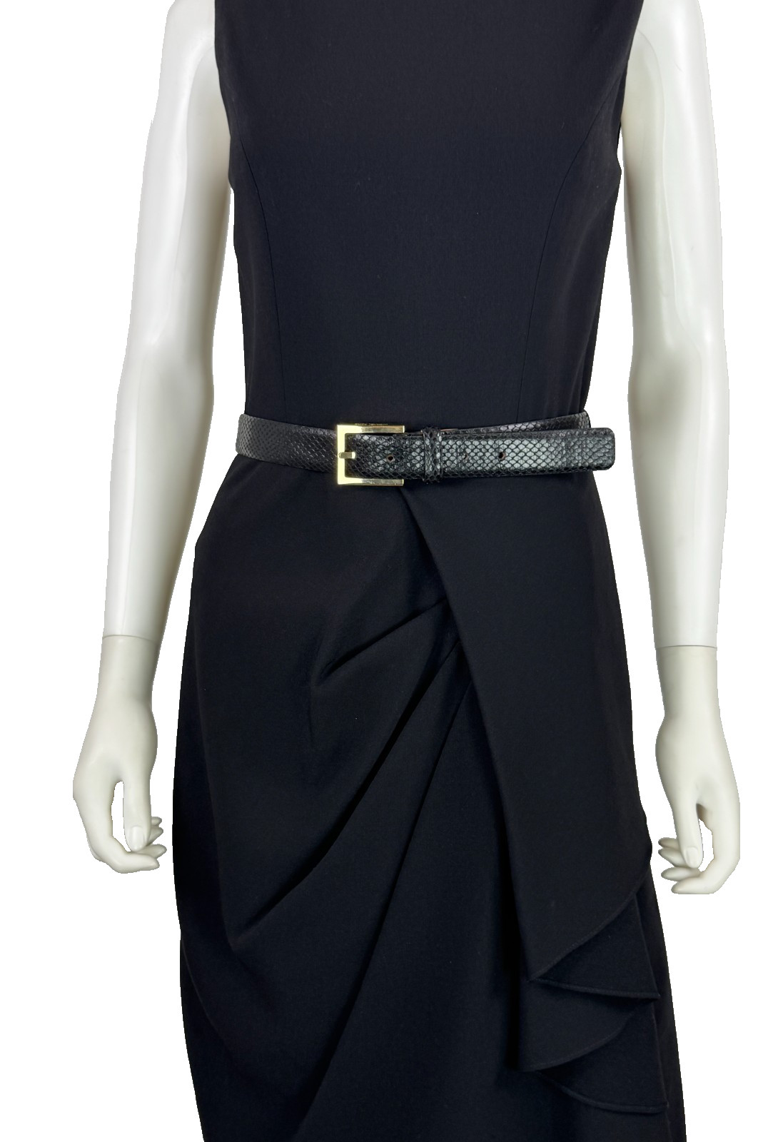 $1.7K Michael Kors Italy Black Wool Dress 6 US 42 IT M Zip Leather Belt Runway