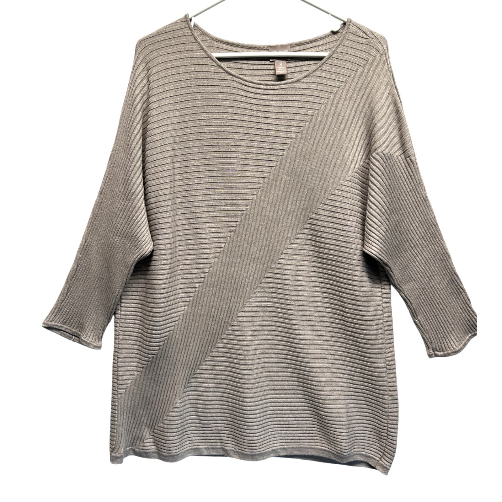Chico’s Size 3 XL Women Ribbed Boat Neck Sweater Capsule Wardrobe Old Money