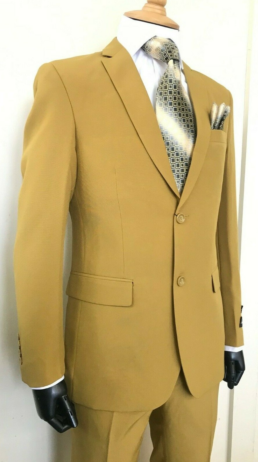 Men’s Formal Slim Fit Suit 2 Piece Two Button Solid Colors (10) Jacket & Pants