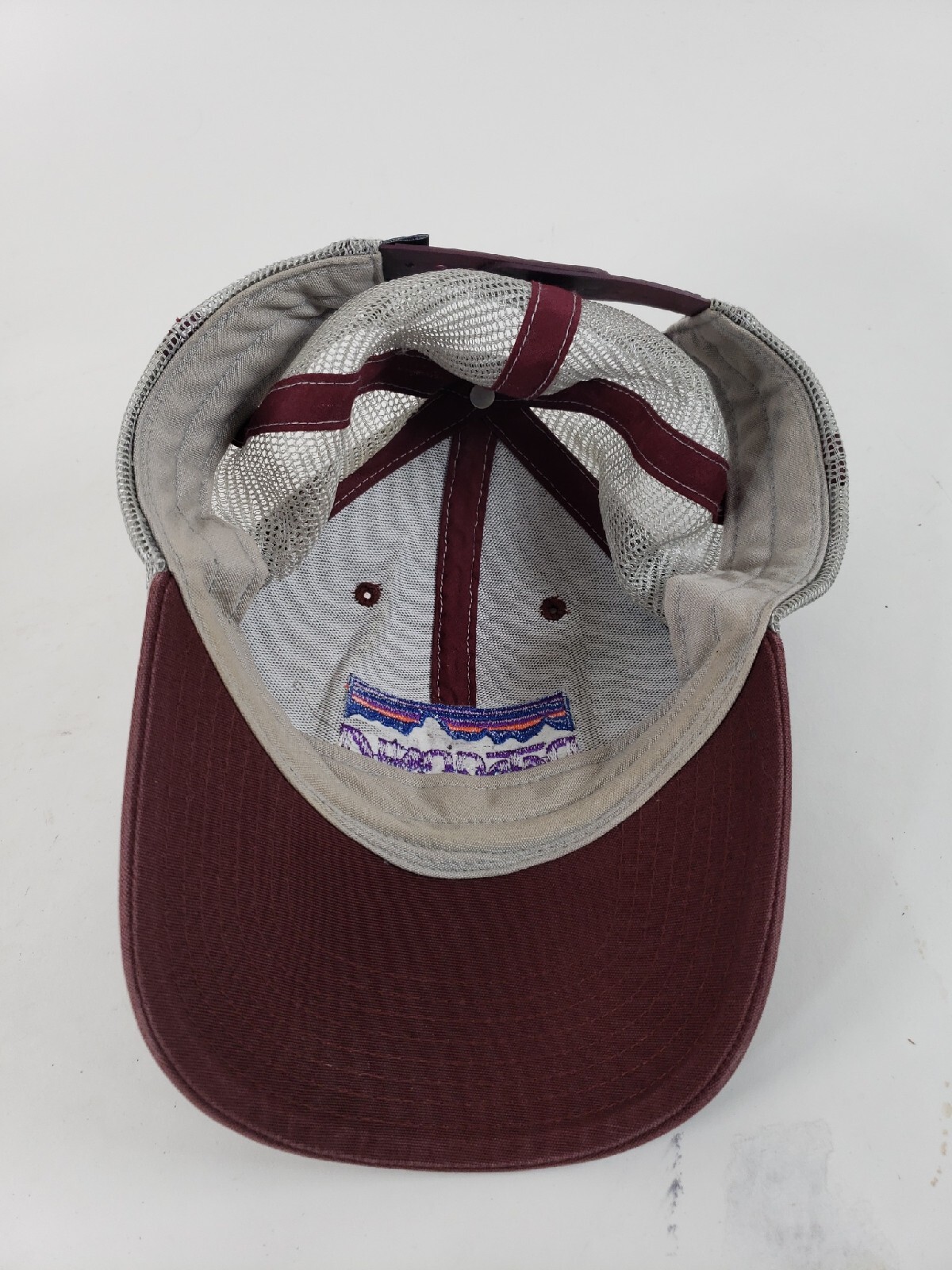 Patagonia P-6 Logo Lo Pro Trucker Hat Maroon Gray Mesh Snapback Cap