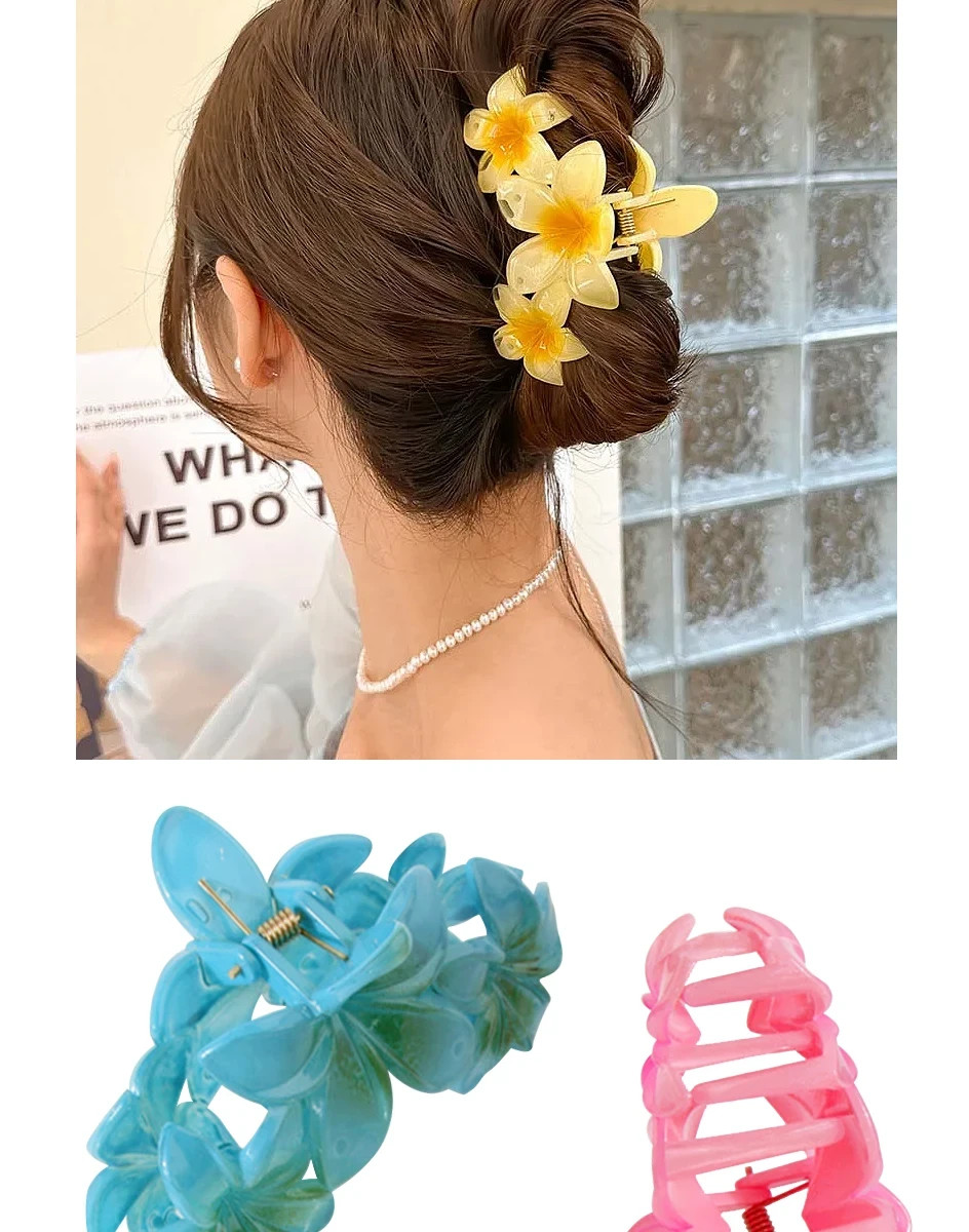 11CM Candy Color 3 Flower Sweet Large Gradient Shark Clip Hairpin Headwear Head