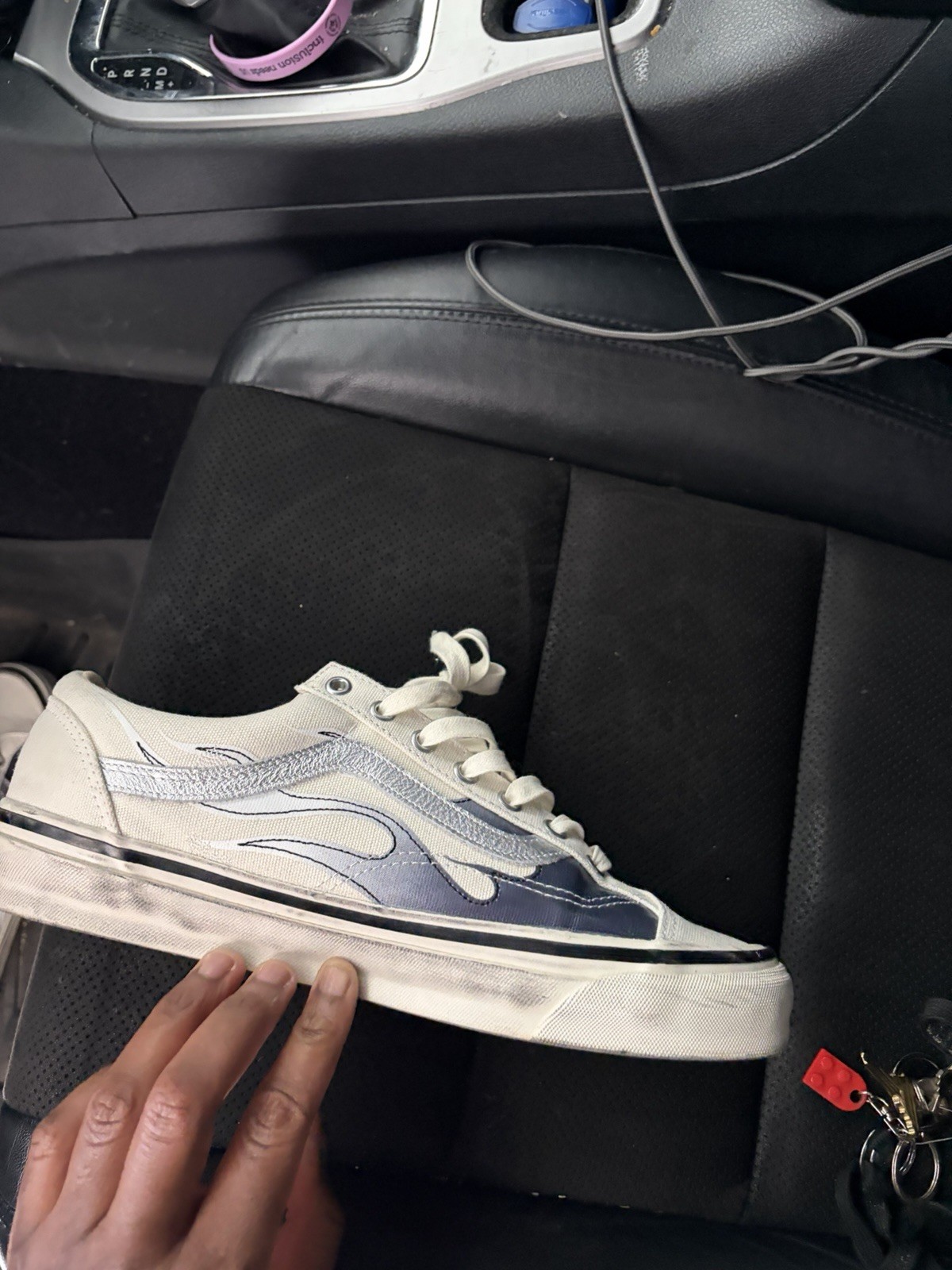 VANS old skool low top lace-up sneakers white/blue canvas rubber sole