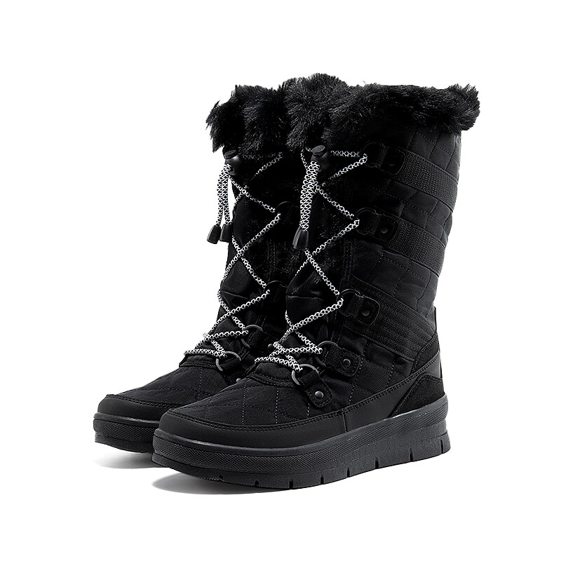 Women Snow Boots Classic Fur Lined Lace up Mid Calf Outdoor Indoor Ski Boots