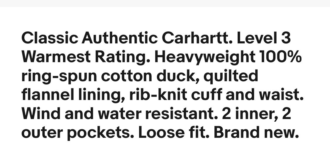 Carhartt Jacket 5XL Firm Duck Flannel-Lined Warmest Rated Loose Fit j140 msrp129