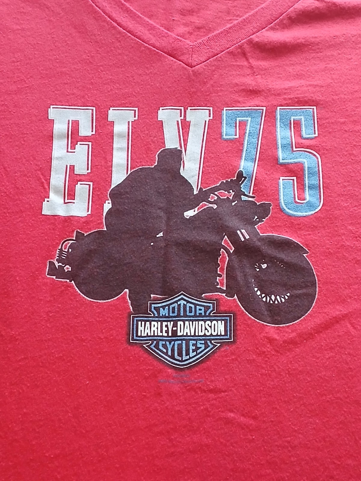 Vintage Harley-Davidson Elvis ELV75 Graceland 100% Cotton V Neck T Shirt XL USA