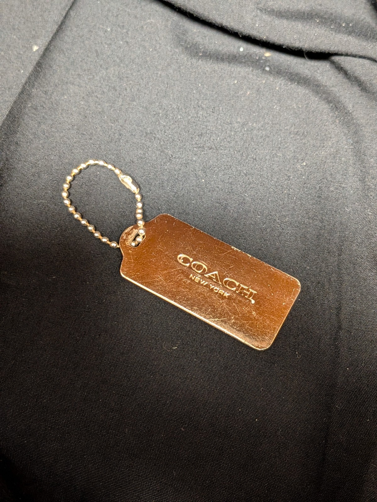 Coach Hang Tag Purse Charm Keychain Gold Tone Metal