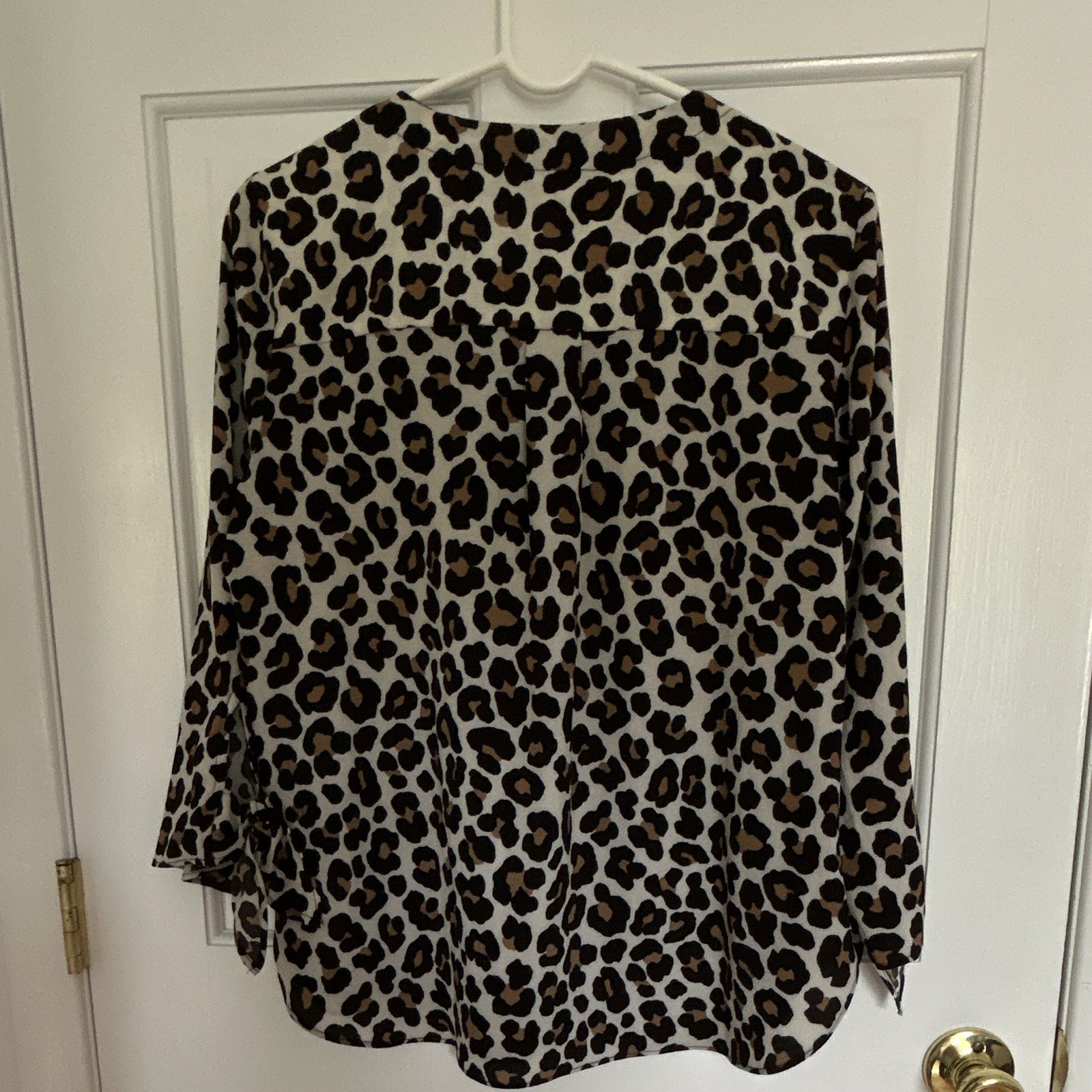 MICHAEL Michael Kors Women’s Black Beige Leopard Animal Print Blouse Size M