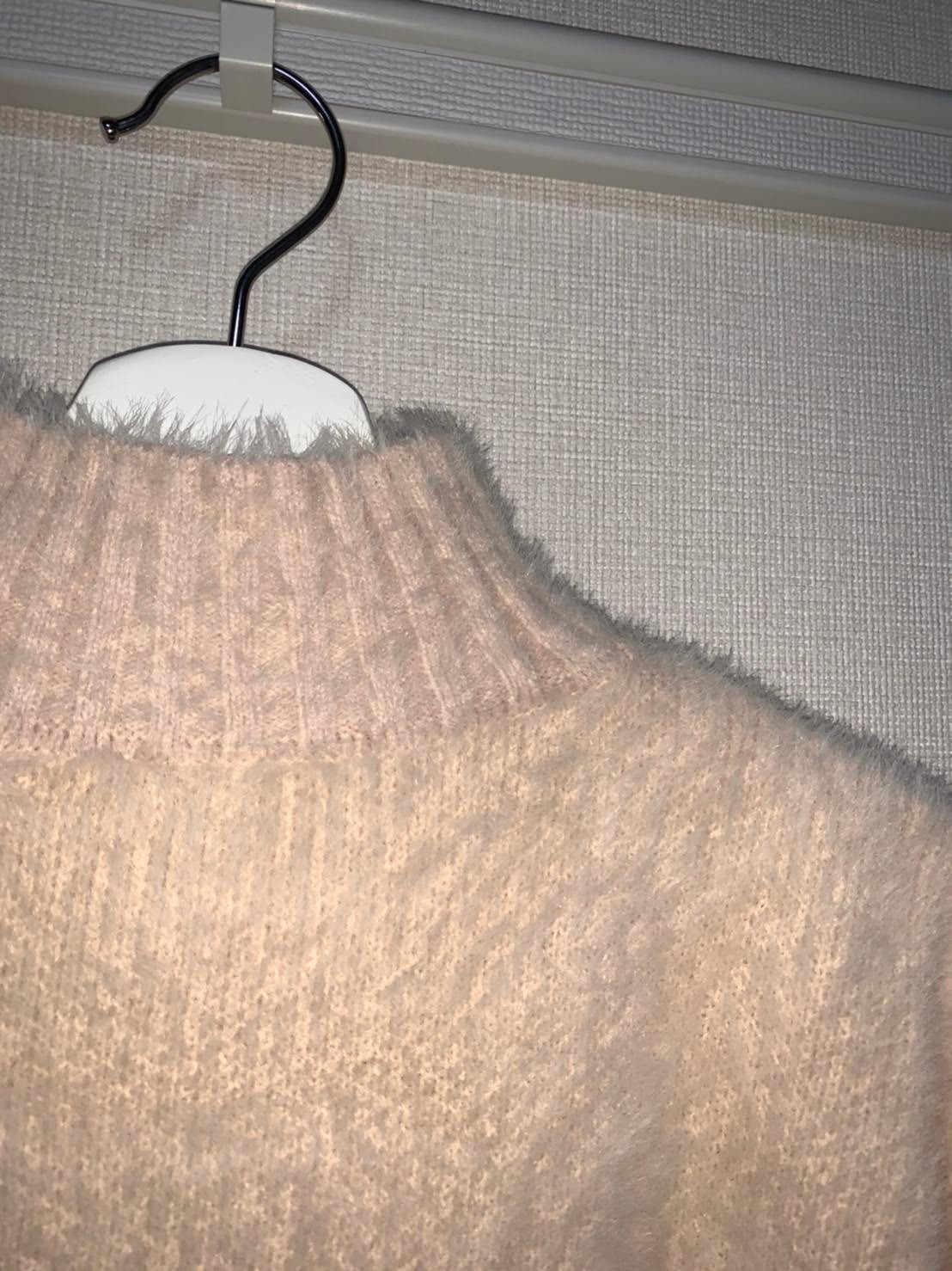 Fluffy Mohair-like Knit Sweater Mock Neck Fitted Women One Size Black Ivory Japa