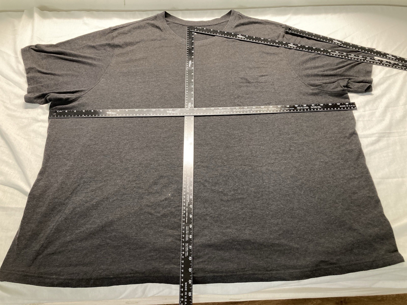 men’s 7xl big Kingsize crewneck s sleeve pocket tee shirt Heather Charcoal Grey