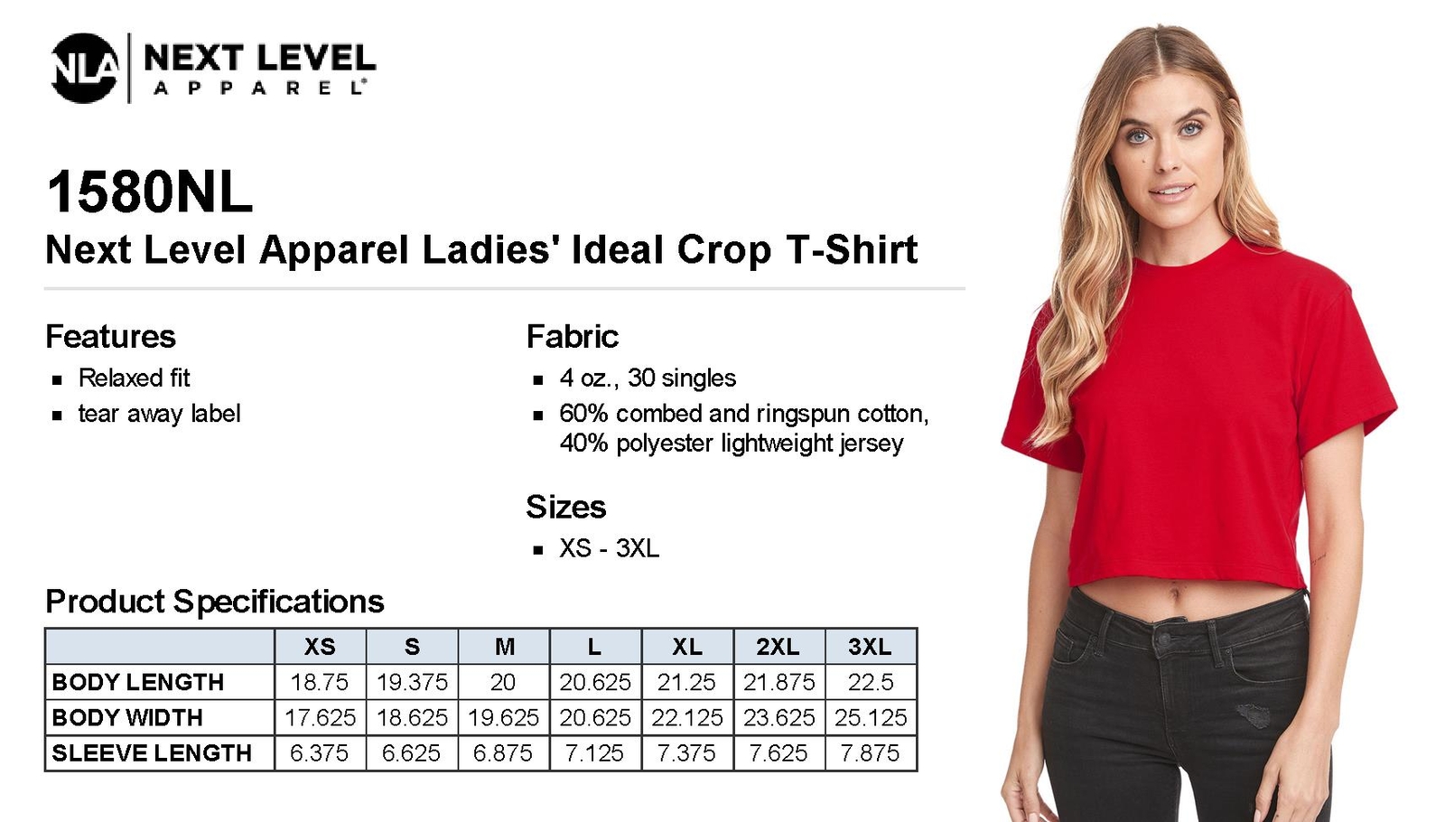 Next Level Women’s Relaxed Fit Ideal Crop T-Shirt 1580NL