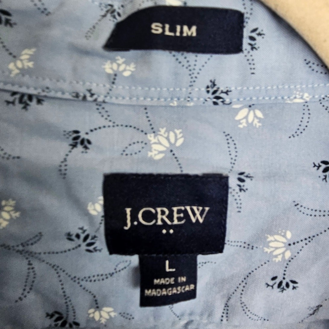 J. Crew Mens Floral Shirt Sz L Slim Fit Preppy Resortwear Beach Travel Vacation