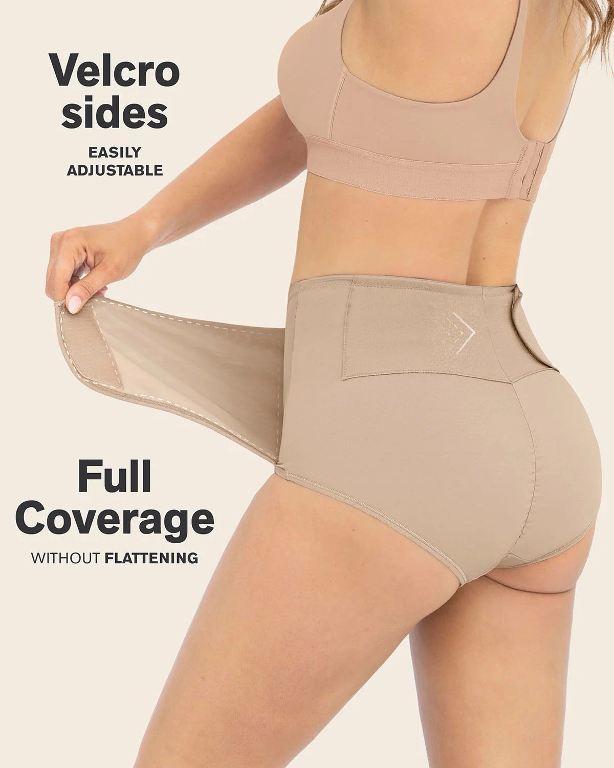 Leonisa High-Waisted postpartum panty Brief Firm Compression Adjustable Beige M