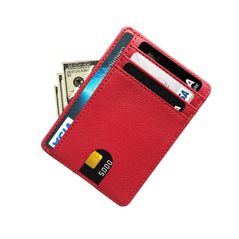 For Men Leather Wallet RFID Blocking Slim Flat Wallet Card Case ID Card Holder