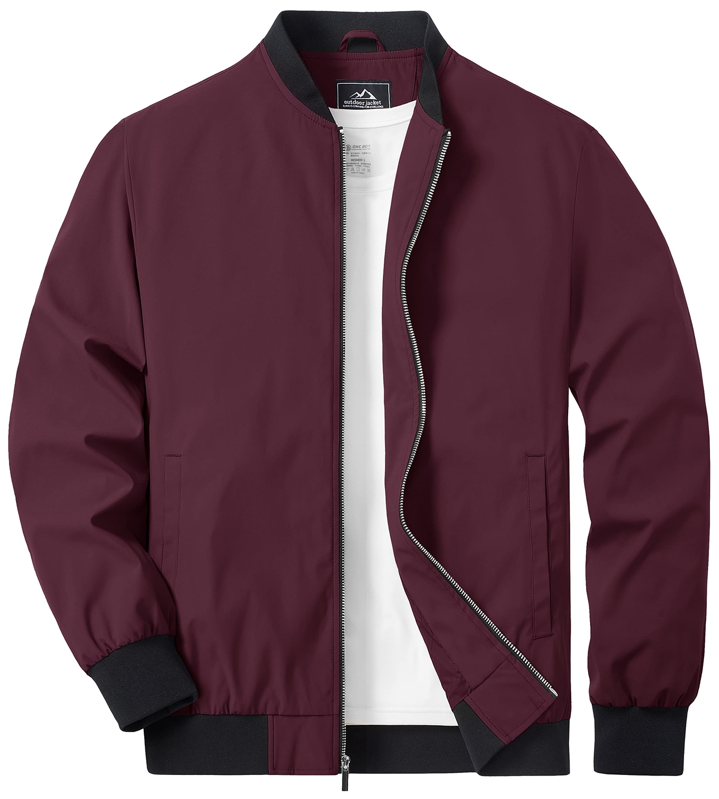 Men’s Spring Fall Thin Bomber Jacket Full-Zip Sportswear Lightweight Casual Coat
