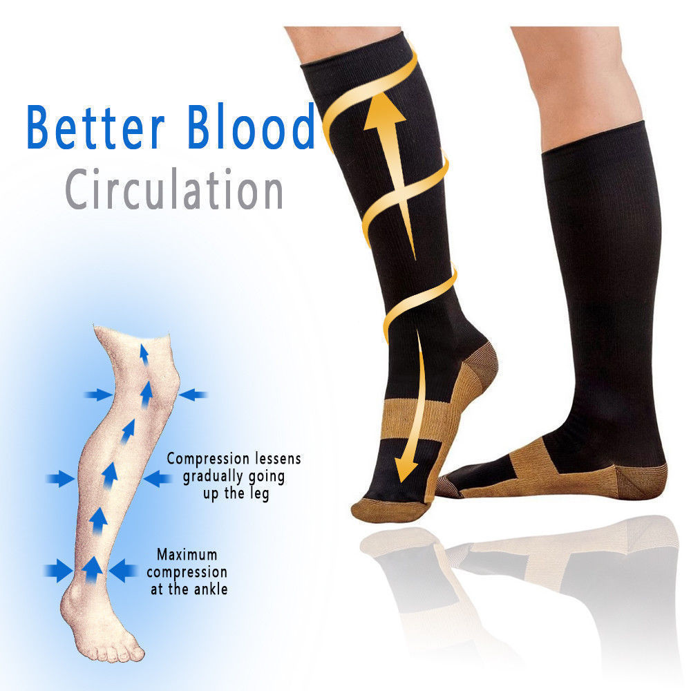 5 Pairs Copper Compression Socks 20-30mmHg Graduated Support Men’s Women’s