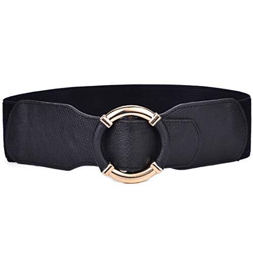 Beltox Women Elastic Belt Dress Stretchy Wide Waist Thick Cinch PU Leather Top
