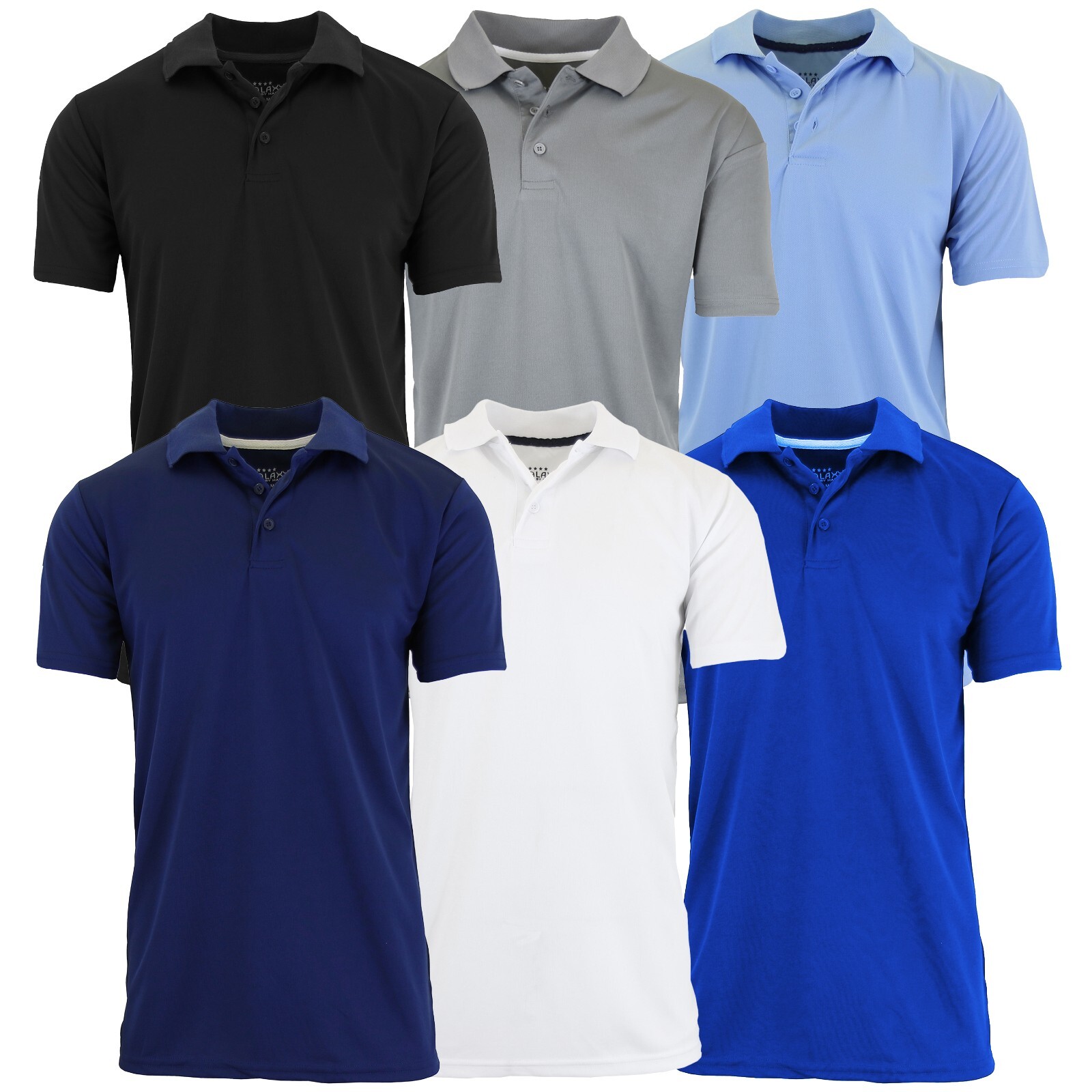 Men’s Short Sleeve Moisture Wicking Polo Shirts Lounge Running Gym 5-PACK NEW