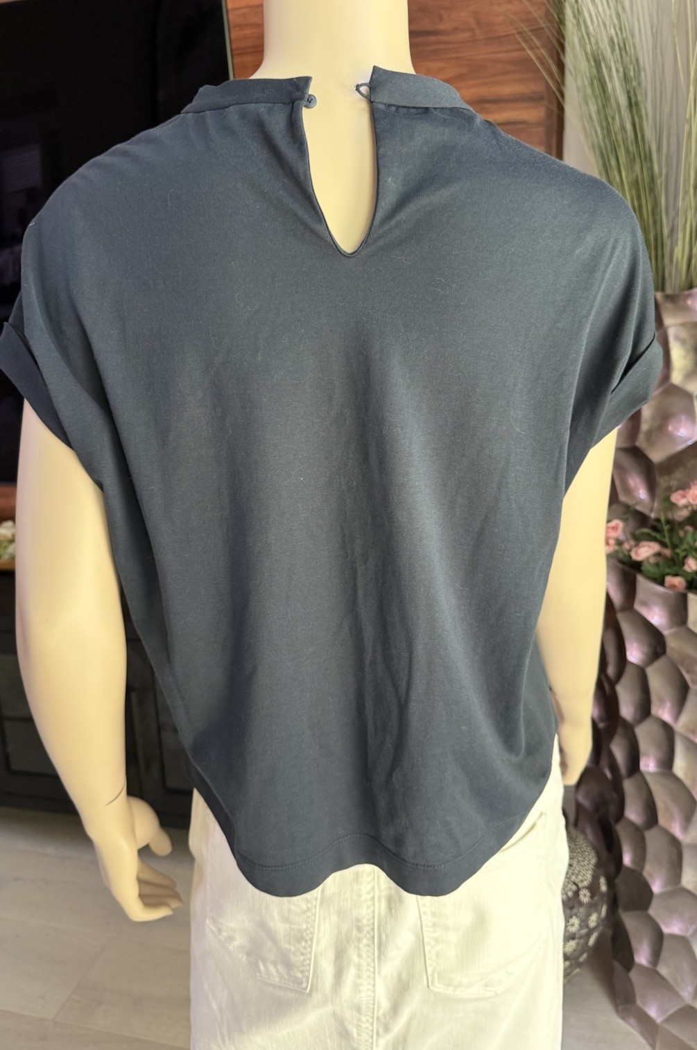 BRUNELLO CUCINELLI Embellished pocket T-shirt Navy Blue Size XS