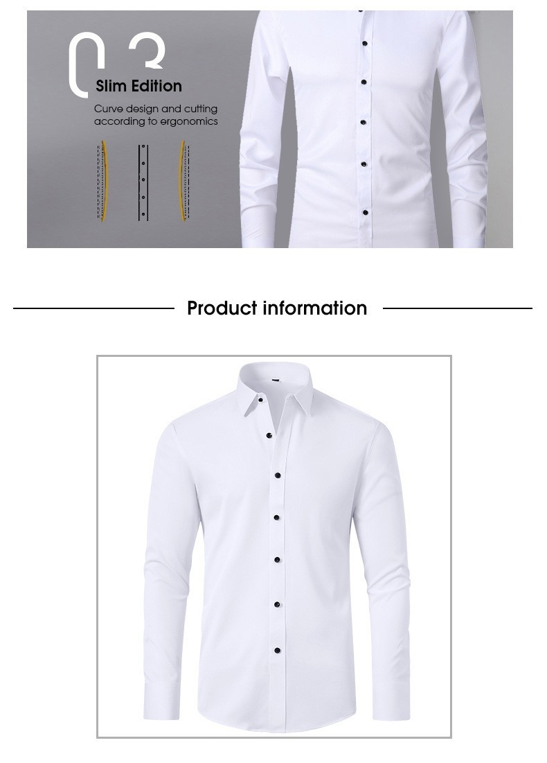 Mens Dress Shirts Formal Business Long Sleeves Non Iron Elastic Casual Shirts