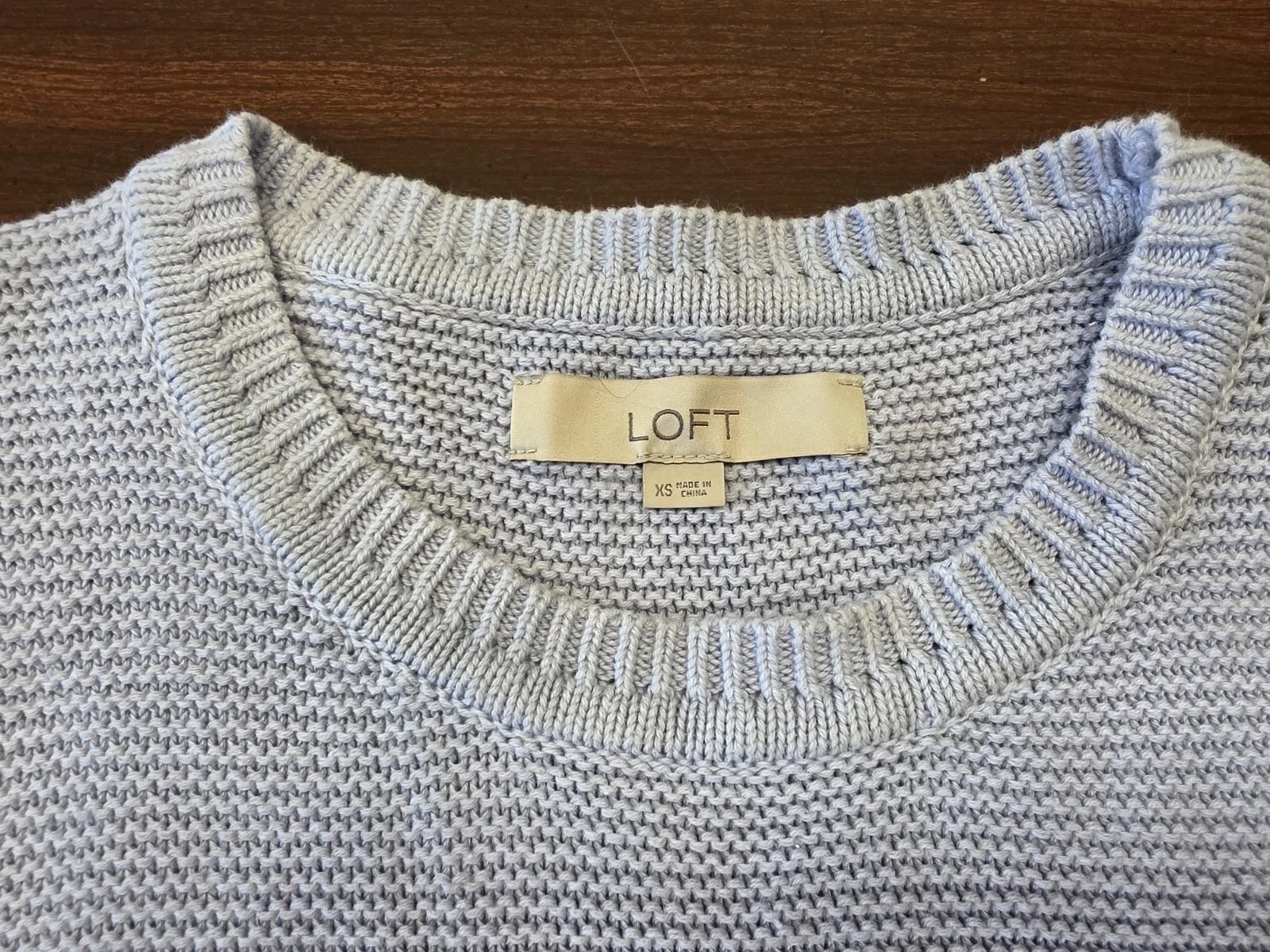Loft XS Light Purple Cotton Textured Knit Sweater Quiet Luxury Coastal Grandma