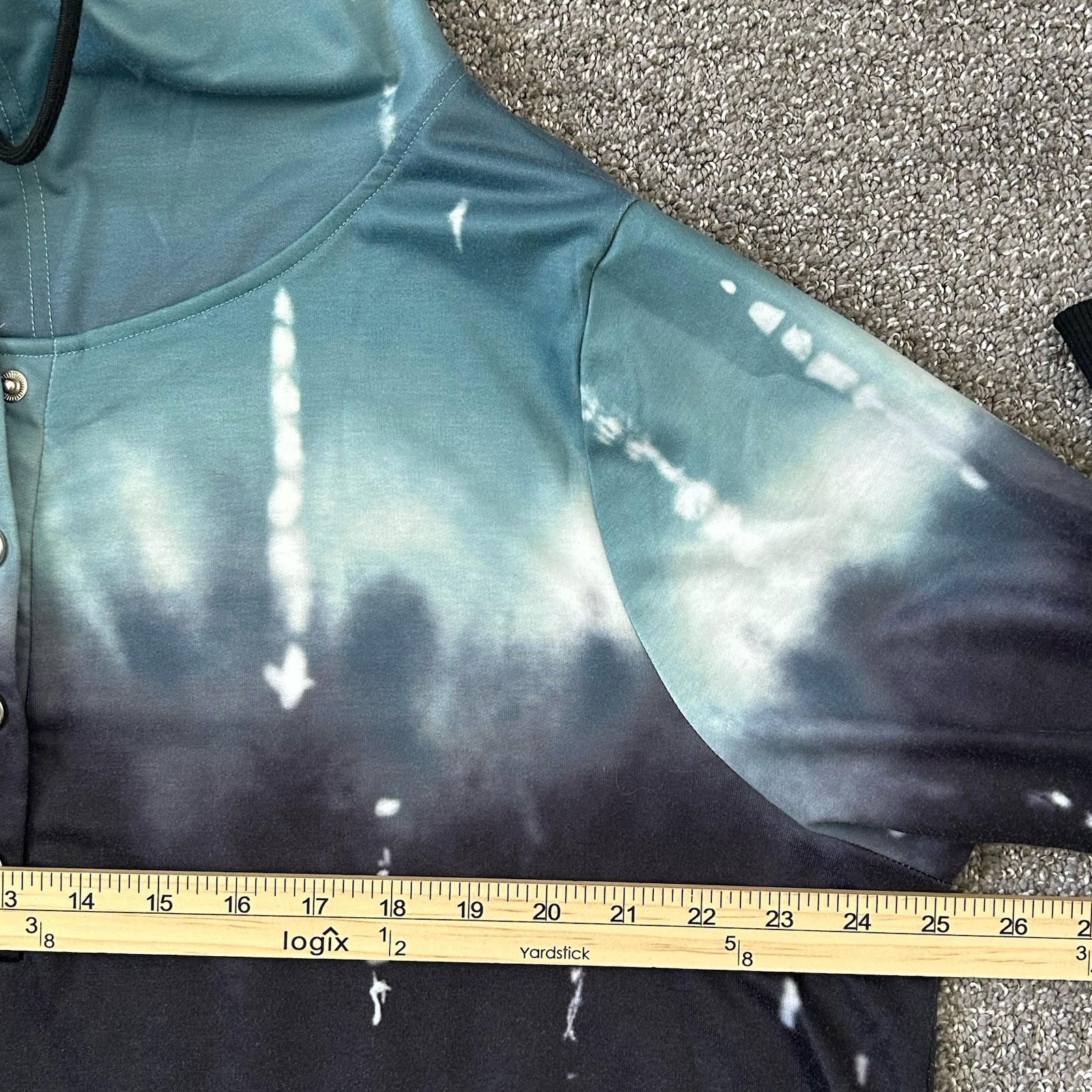 Bloomchic Tie Dye/Ombre 1/2 Snap Hooded Sweatshirt – Women’s 18/20 Teal Black