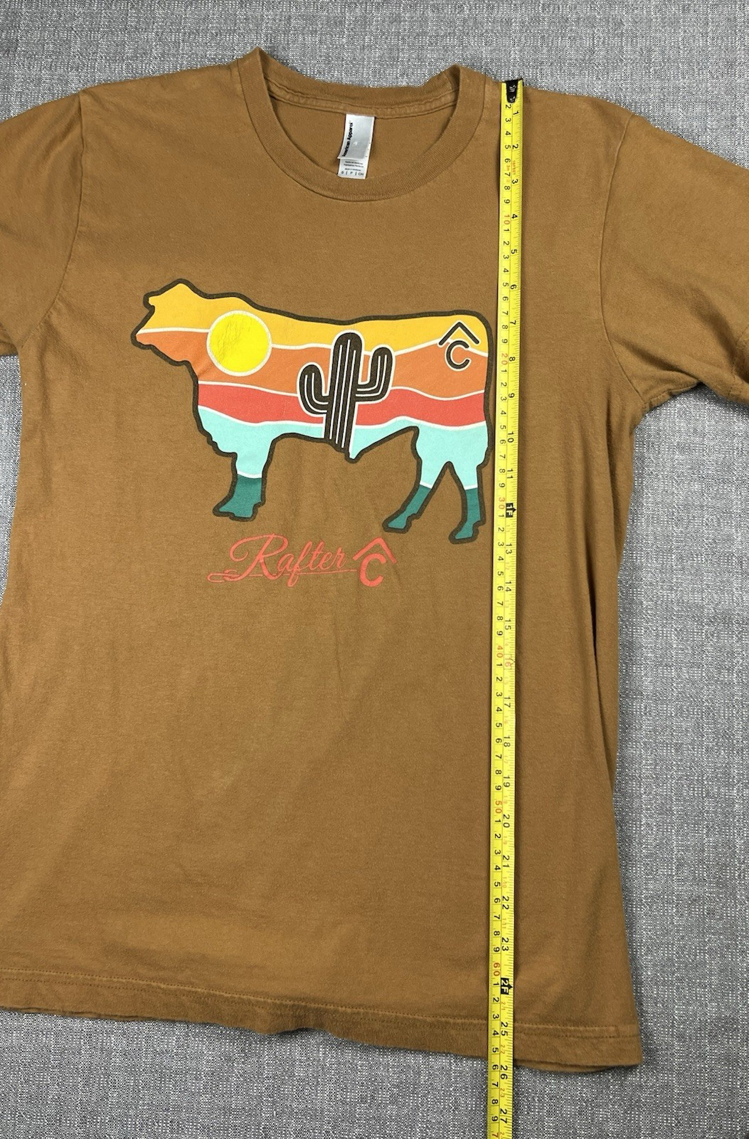 American Apparel Southwest Desert Print Khaki Crew Neck Short Sleeve Tee Small