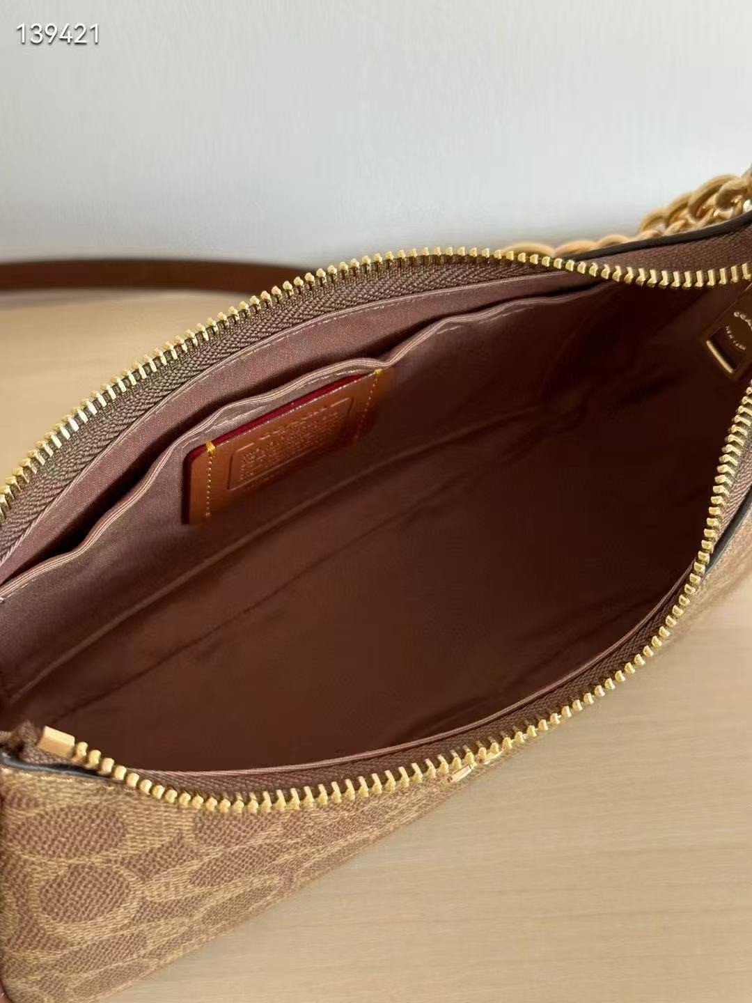 COACH Teri Shoulder Bag In Signature Canvas Gold/Tan/Brown New Outlet