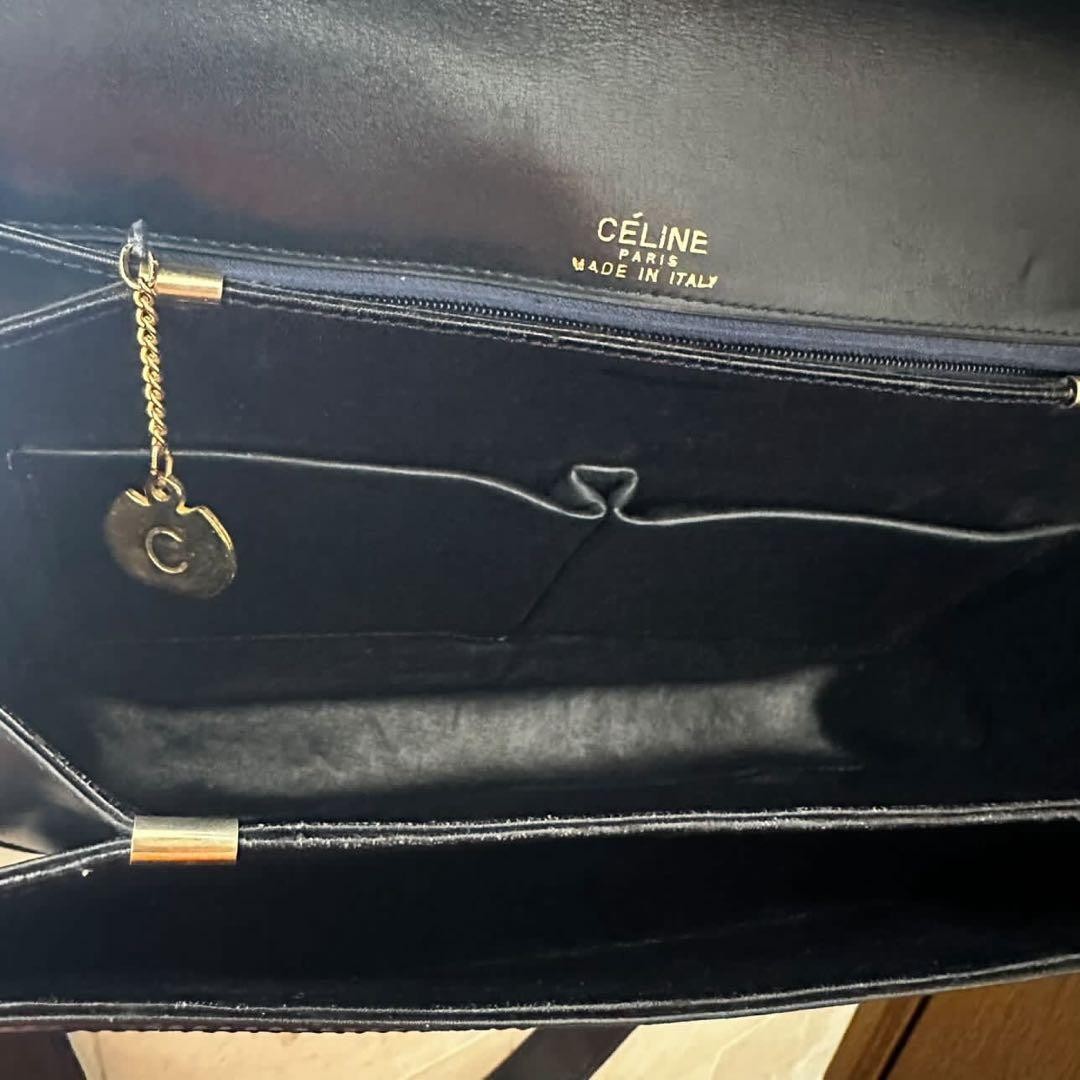 CELINE Horse Carriage Women’s Shoulder Bag Leather Navy Gold Hardware USED JAPAN