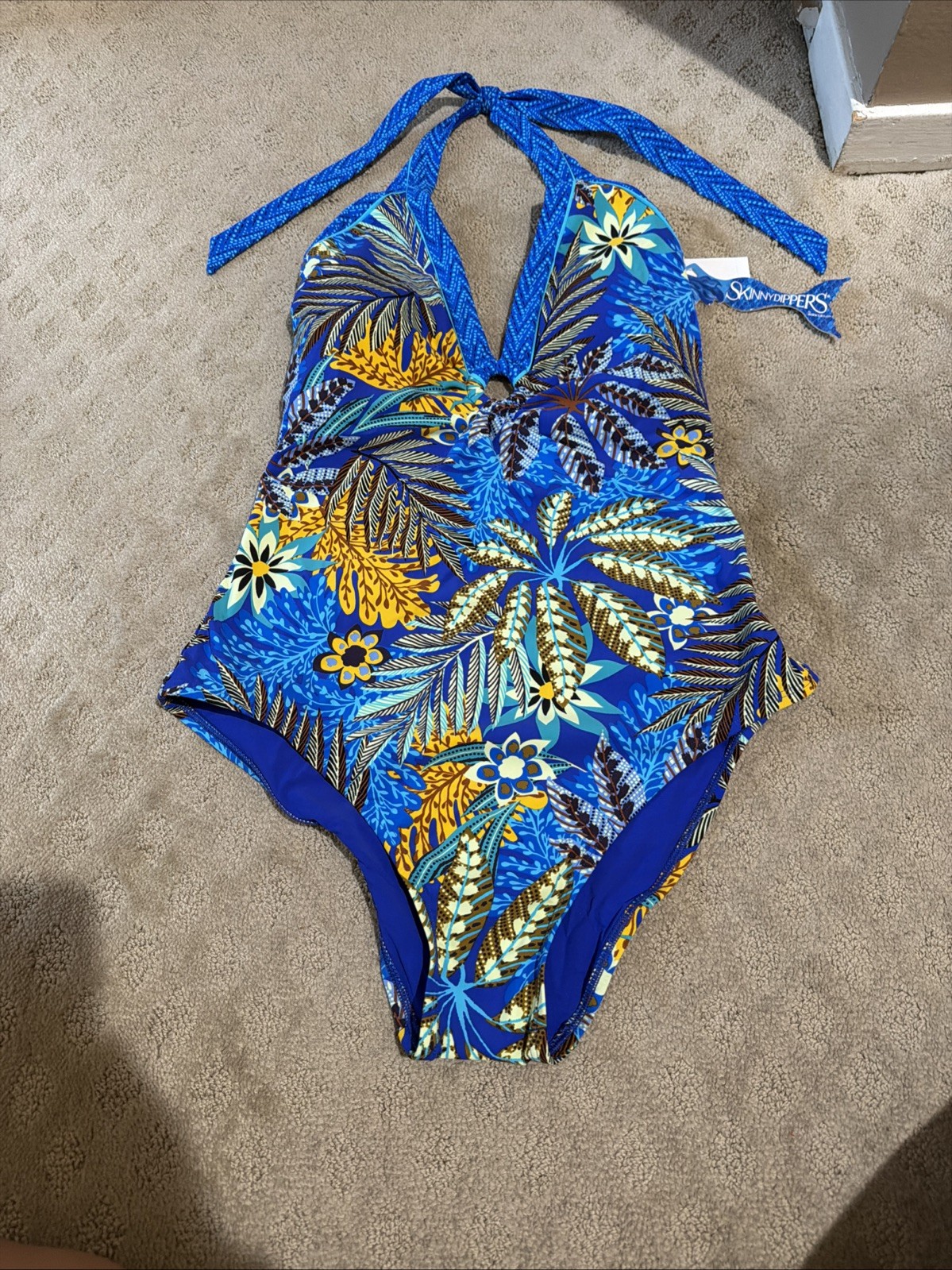 Skinny Dippers By Miraclesuit Halo Blue Multi 1-pc Swimsuit. Sz L. NWT!