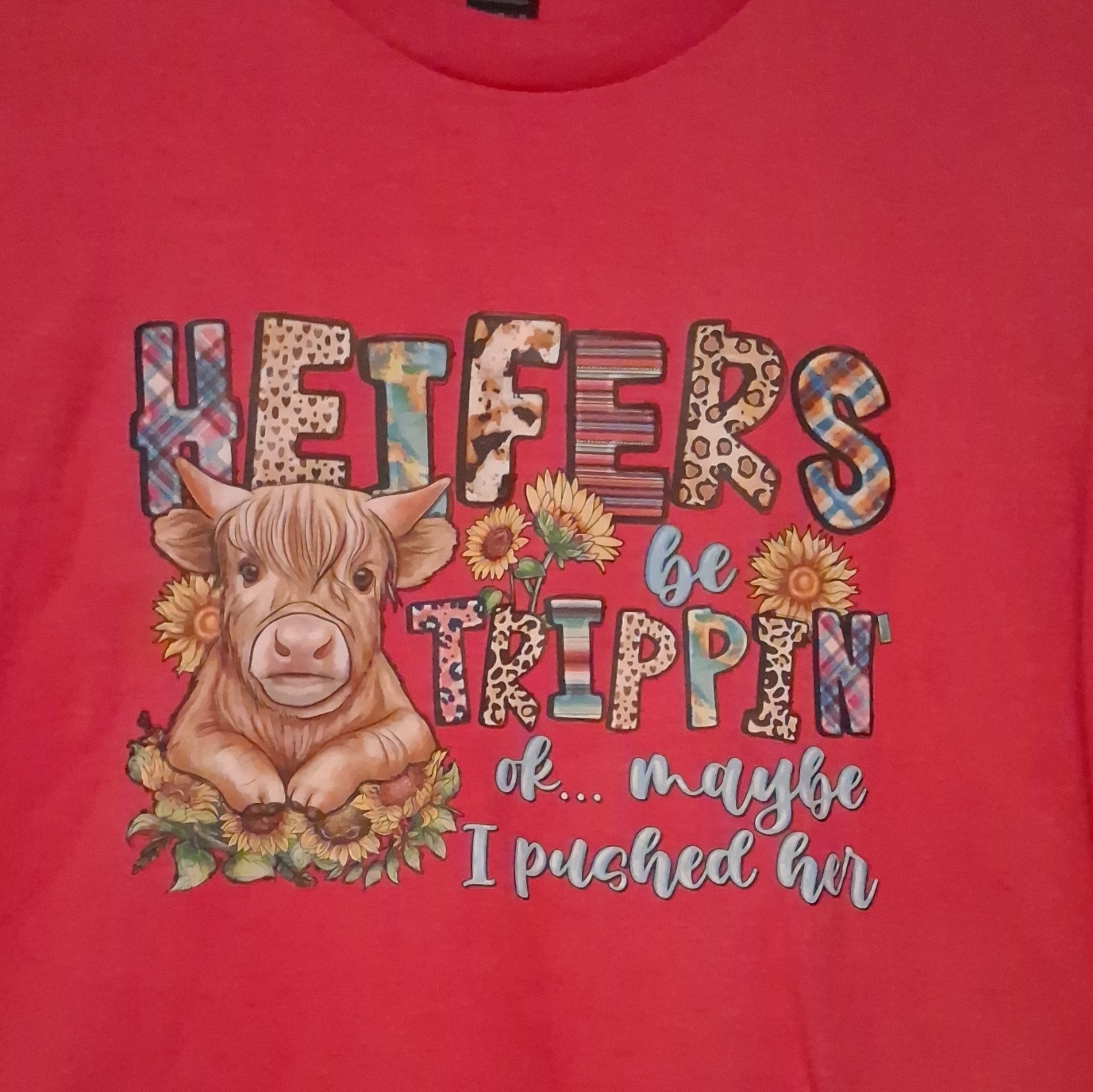 Gildan Ultra Cotton Men’s M Red Crew Neck Short Sleeve Funny Cow Graphic Tee